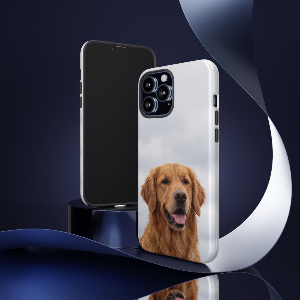 Golden Retriever Portrait Phone Case | Happy Dog Photo on Soft Sky Background | Samsung & iPhone