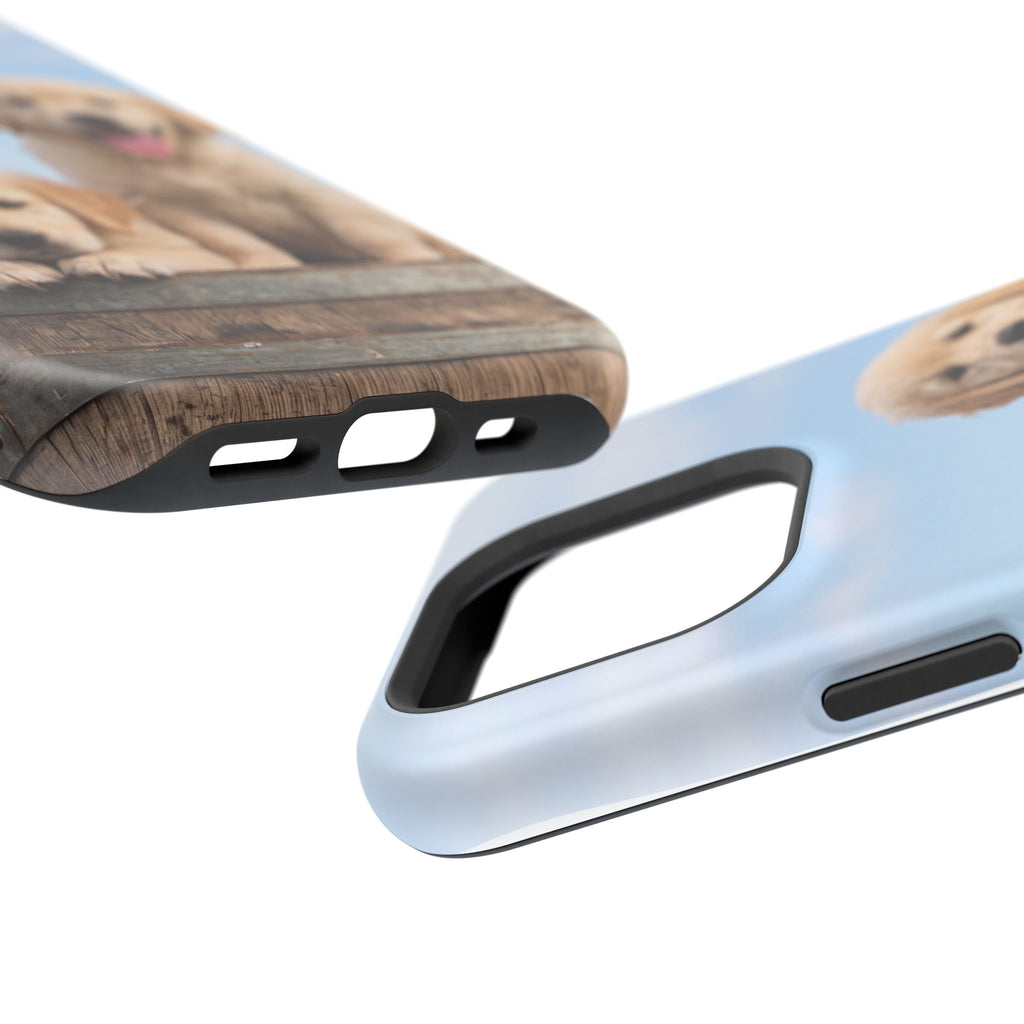 Golden Retriever Puppy Duo Phone Case — Impact-Resistant Wireless Charging Cover