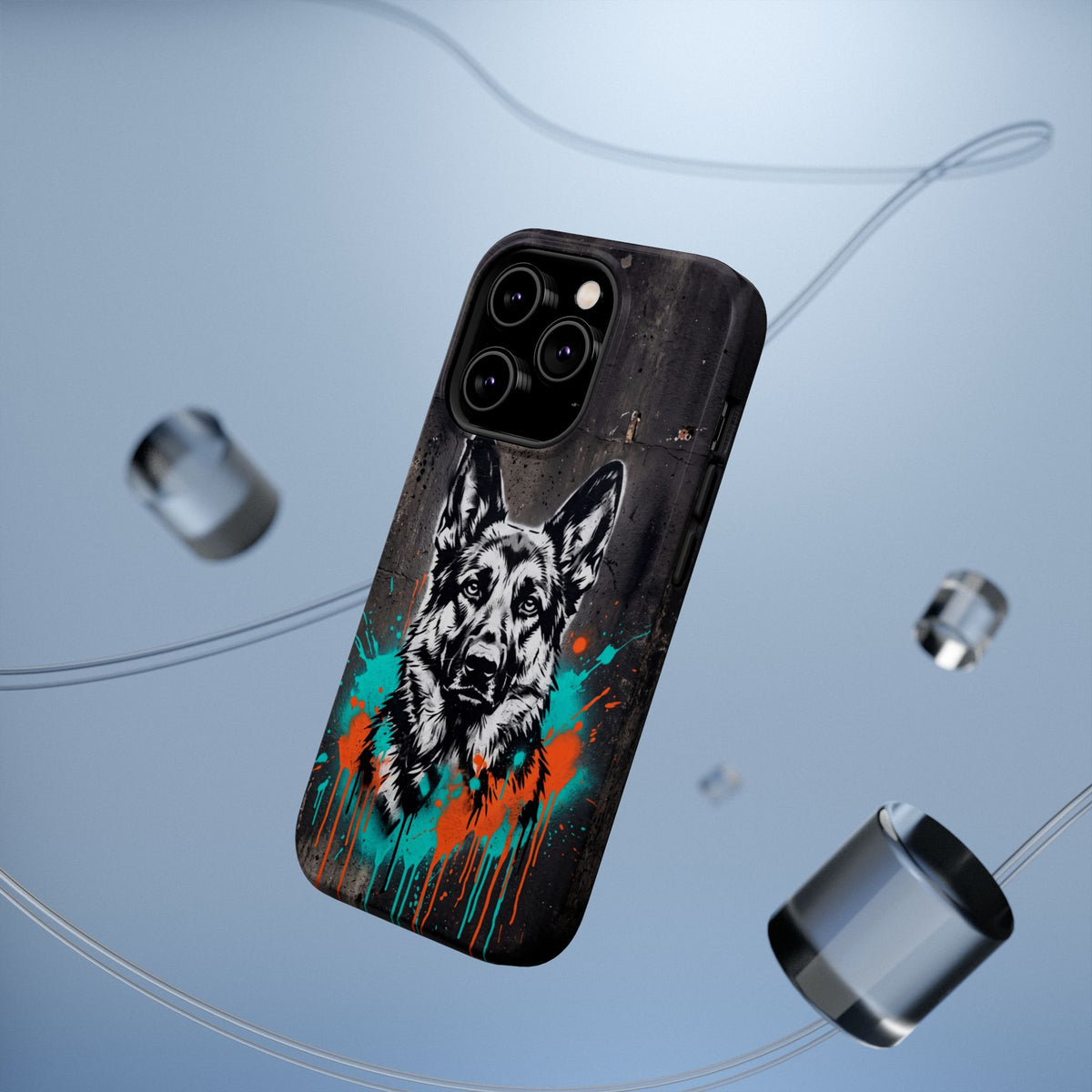 German Shepherd Phone Case | Graffiti Street Art — Tough Magnetic Case with Wireless Charging