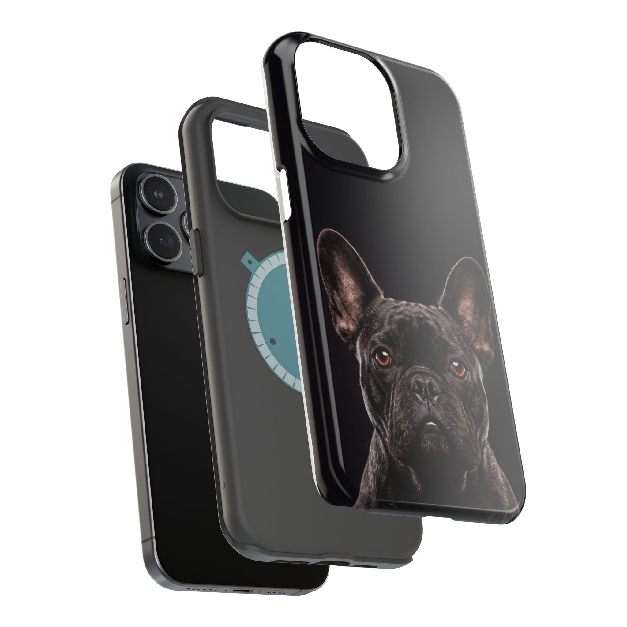 Black French Bulldog Phone Case — Impact-Resistant Wireless Charging Cover