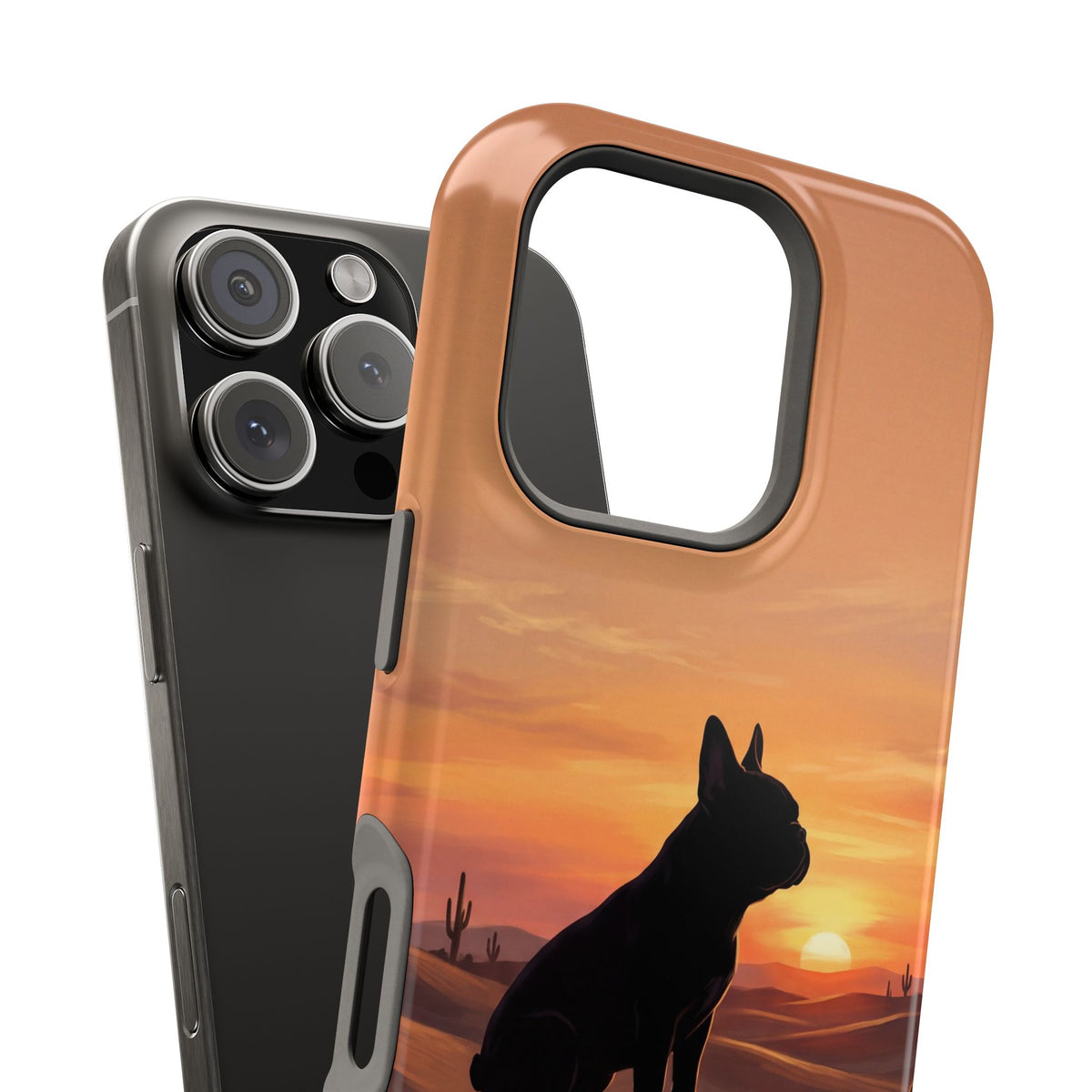 Personalized French Bulldog Desert Sunset Phone Case — Wireless Charging Cover