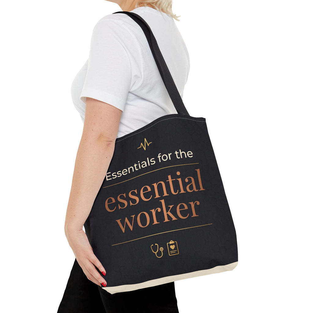 Essentials for the Essential Worker Tote | Healthcare Worker Gift Tote Bag | Nurse Doctor Appreciation Gift | Premium Polyester Carry-All
