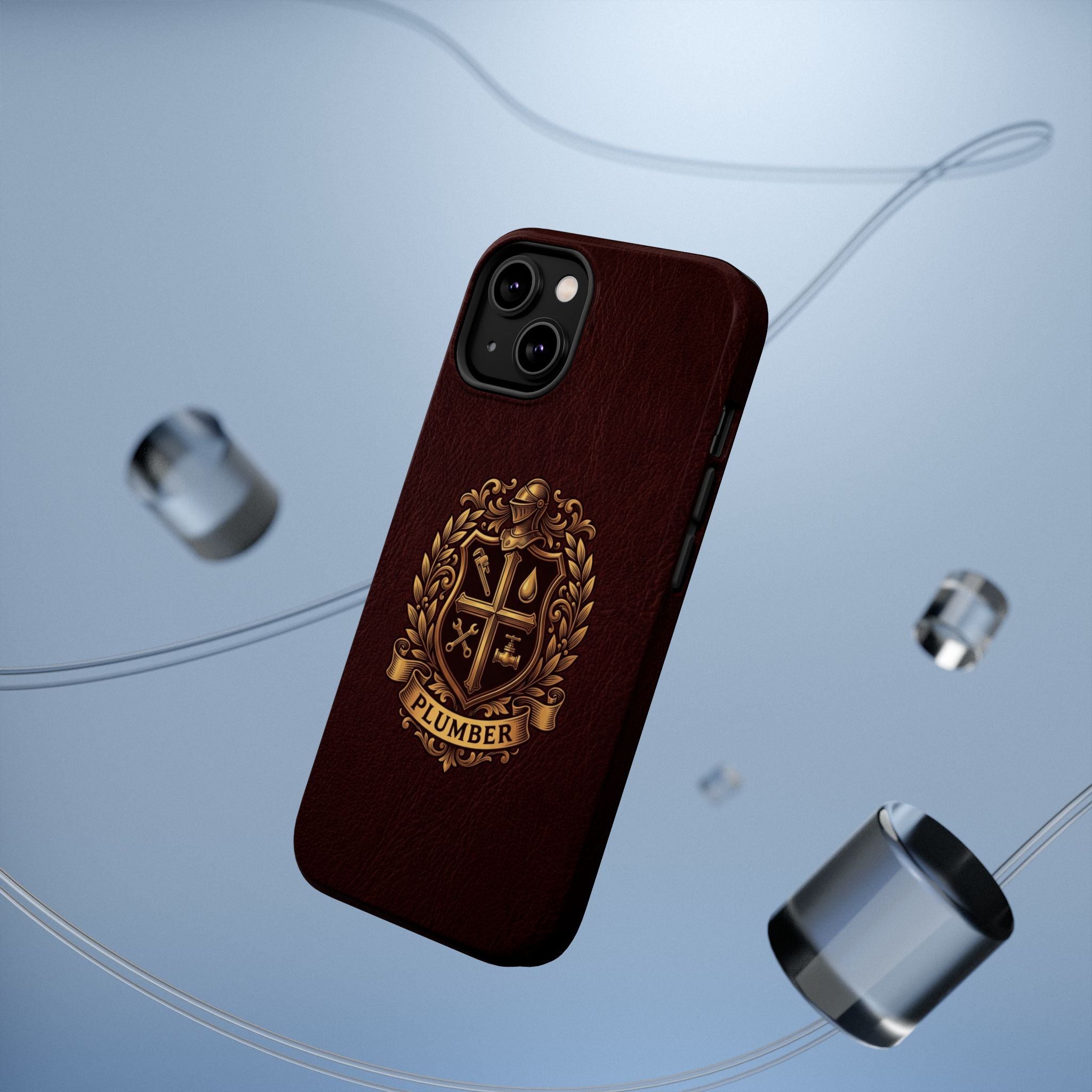 Plumber Crest Phone Case — Heraldic Shield Design Wireless Charging Cover