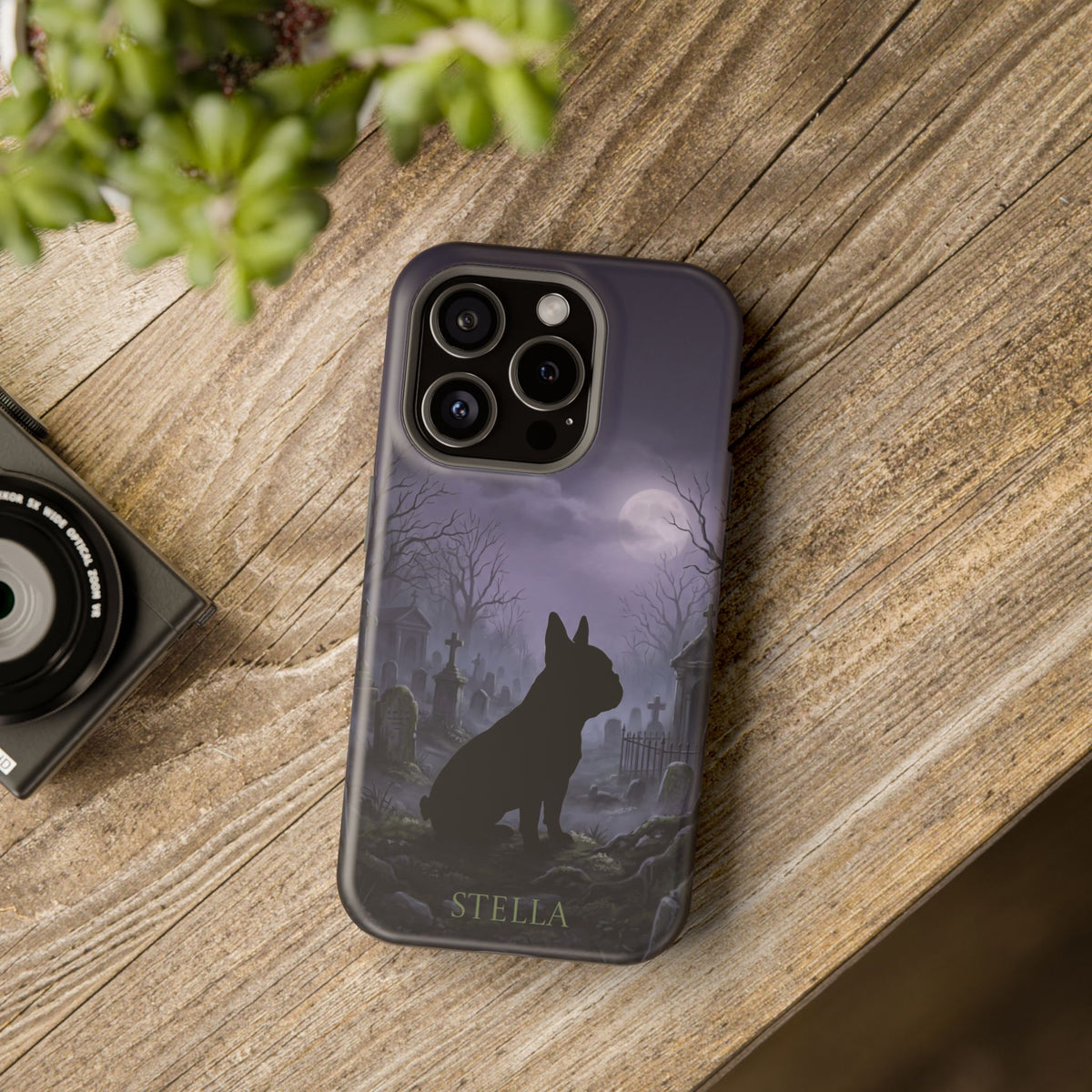 Personalized French Bulldog Moonlit Graveyard Phone Case — Wireless Charging Cover