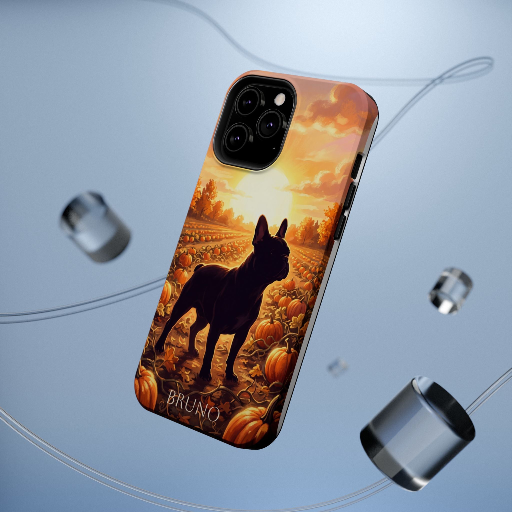 Personalized French Bulldog Pumpkin Patch Phone Case — Wireless Charging Cover