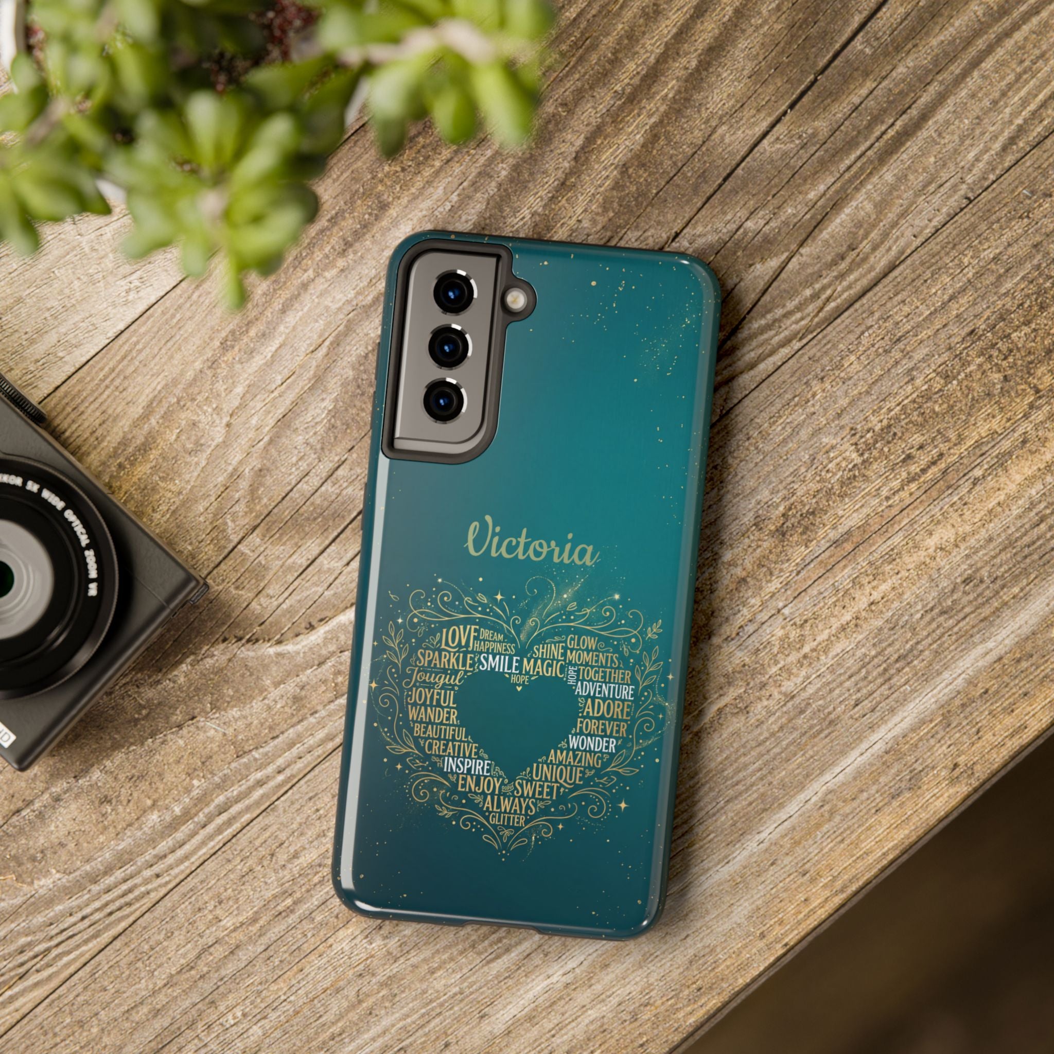 Personalized Teacher Phone Case — Custom Name Heart Word Art Design