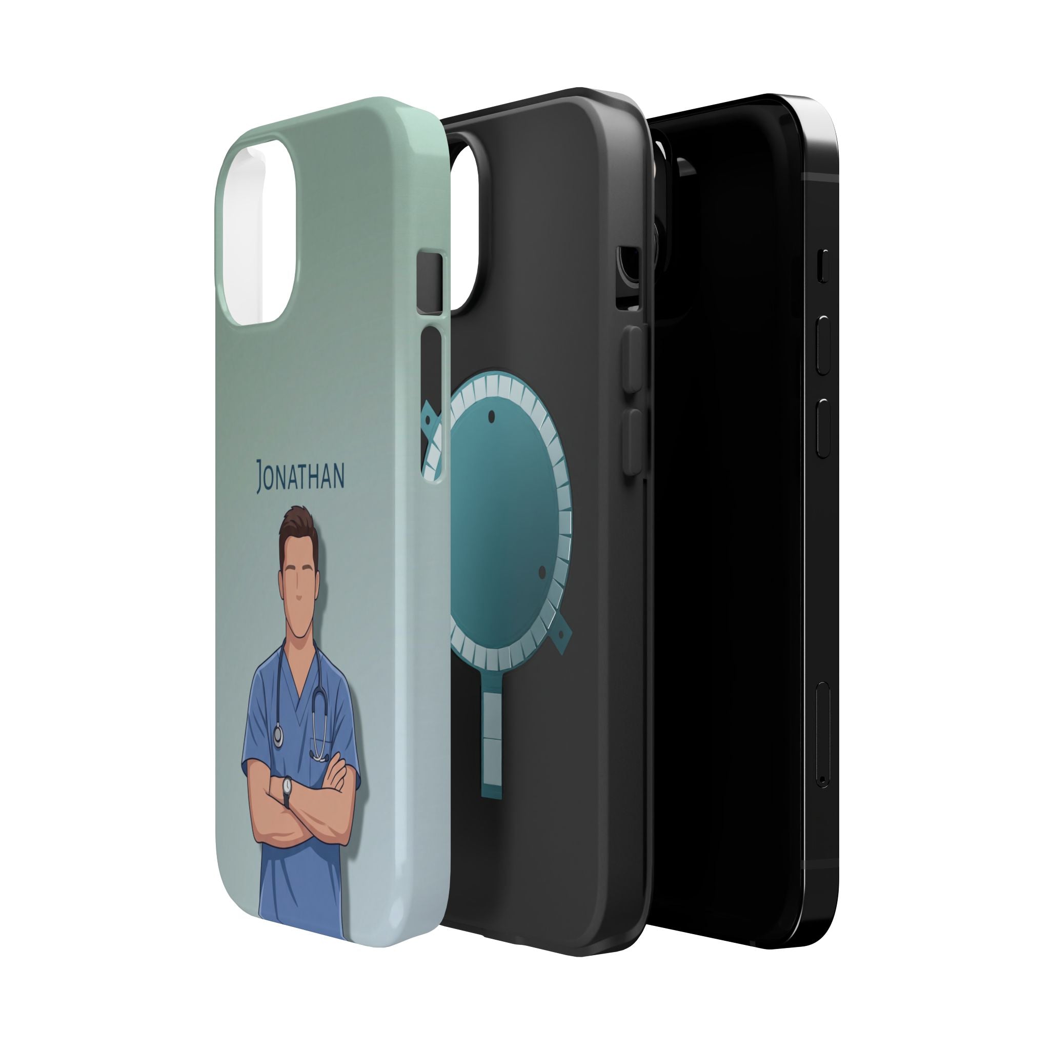 Personalized Nurse Portrait Phone Case — Impact-Resistant Wireless Charging Cover