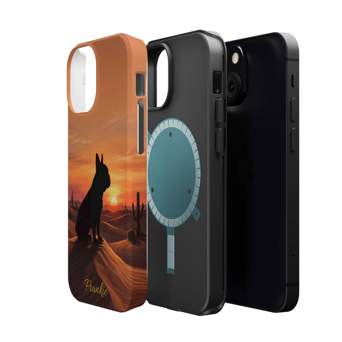 Personalized French Bulldog Desert Sunset Phone Case — Wireless Charging Cover