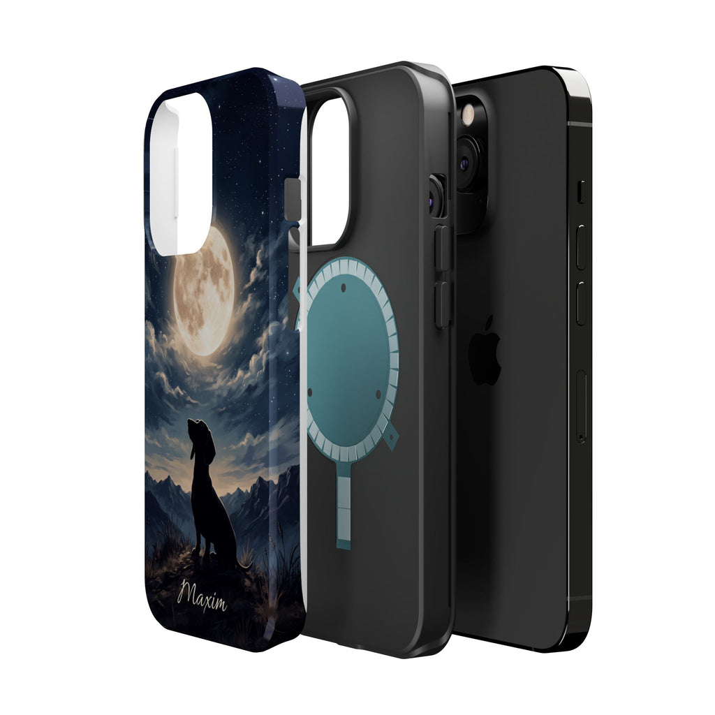 Personalized Dachshund Moonlight Phone Case — Wireless Charging Cover