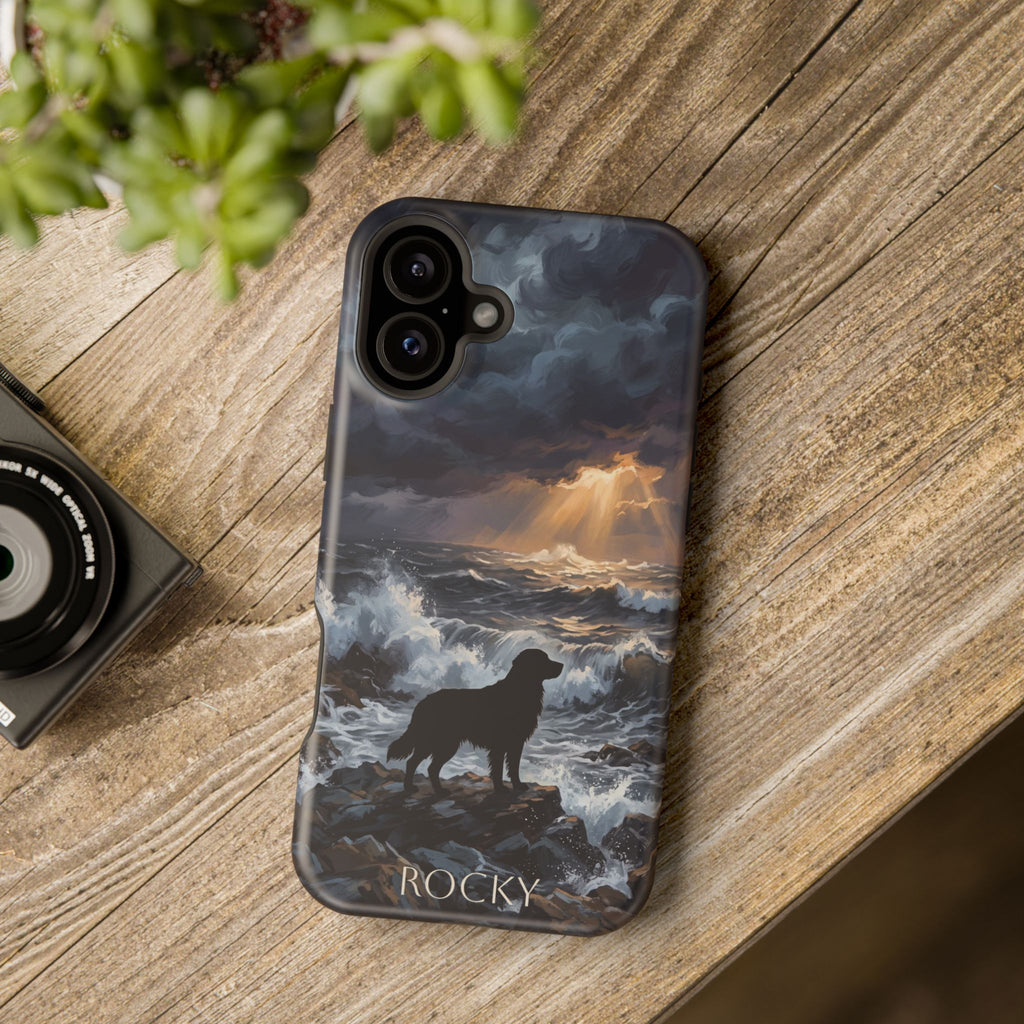 Personalized Golden Retriever Stormy Sea Phone Case — Wireless Charging Cover