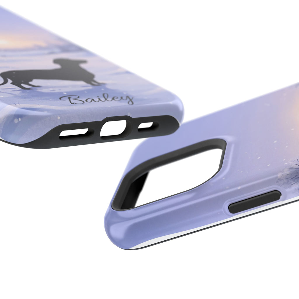 Personalized Dachshund Winter Snow Phone Case — Wireless Charging Cover