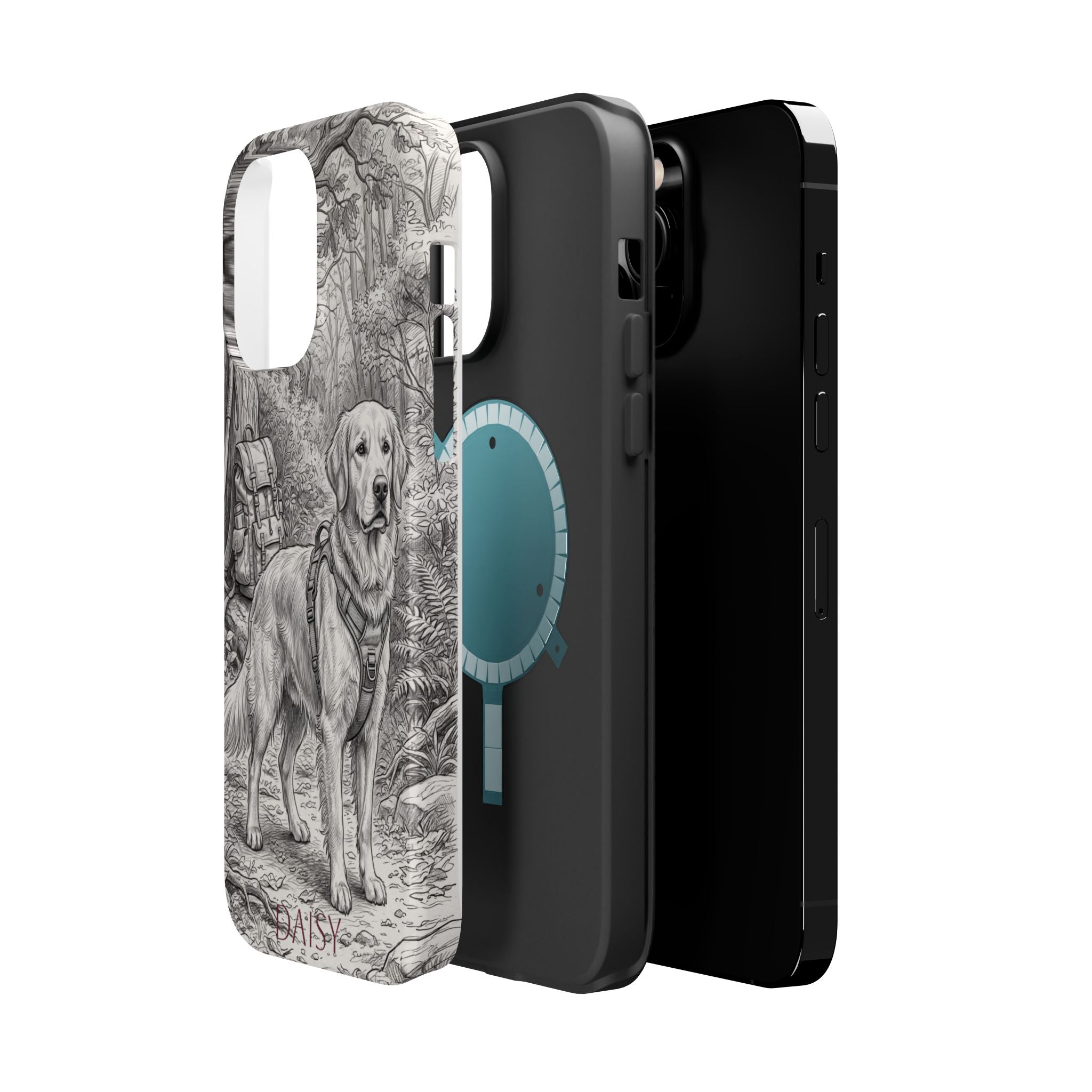Personalized Golden Retriever Woodland Trail Phone Case — Wireless Charging Cover