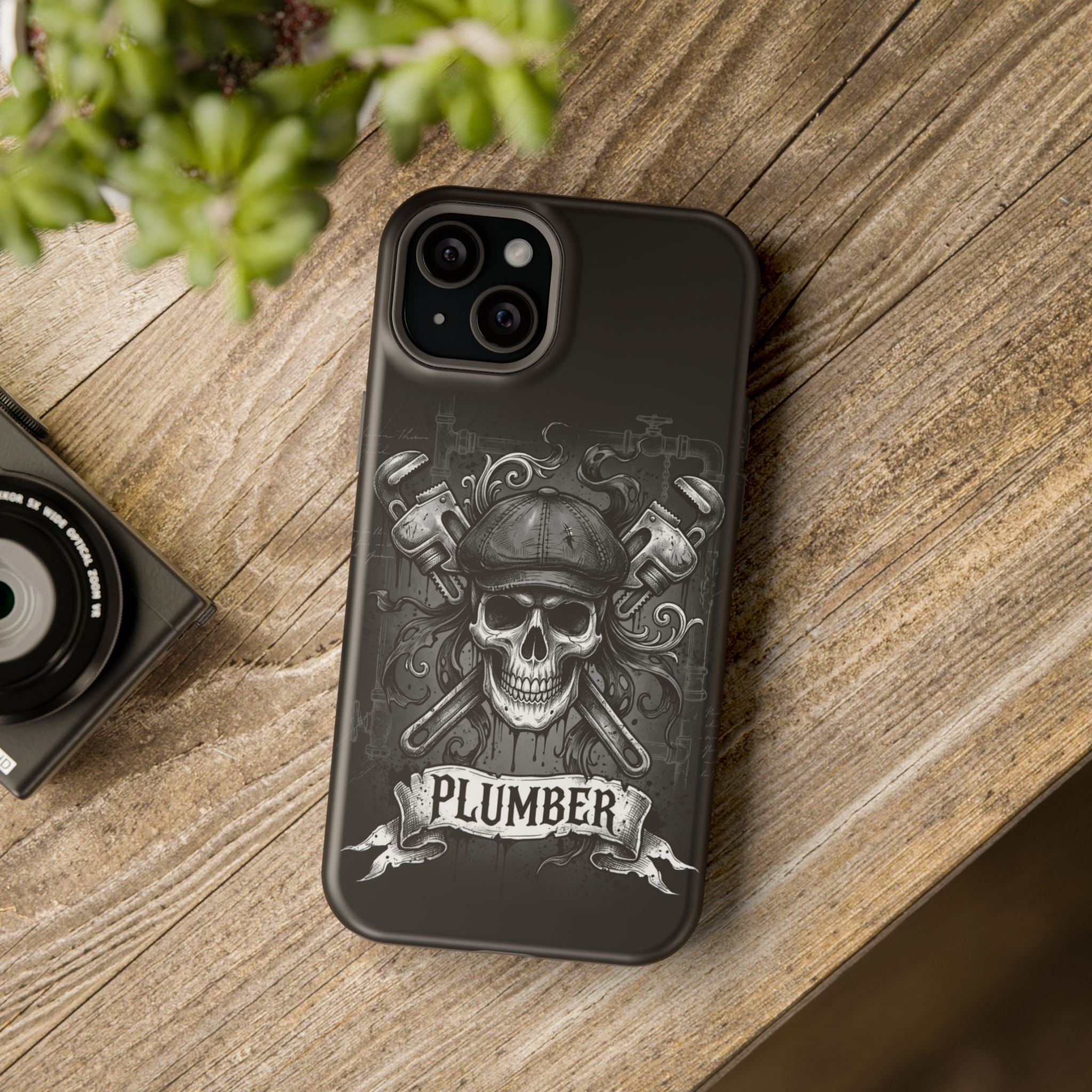 Skull & Wrenches Plumber Phone Case — Wireless Charging Cover