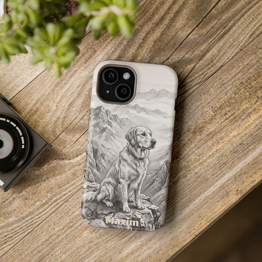 Personalized Golden Retriever Mountain Peak Phone Case — Wireless Charging Cover