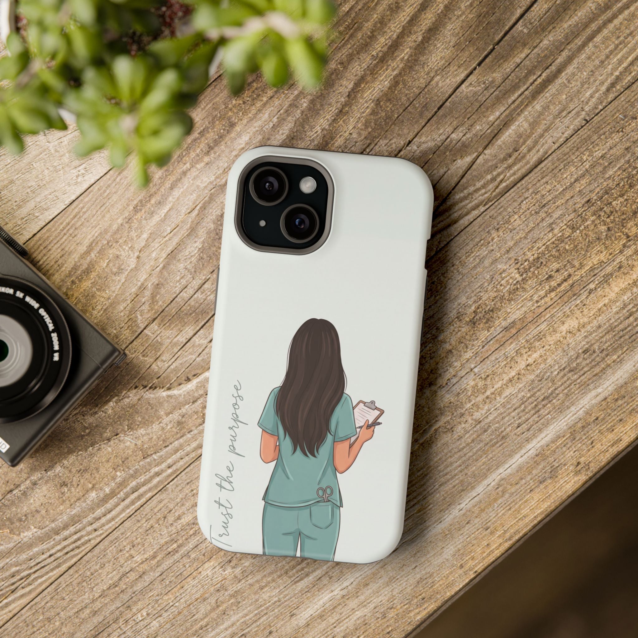 Nurse Illustration Phone Case — Impact-Resistant Wireless Charging Cover