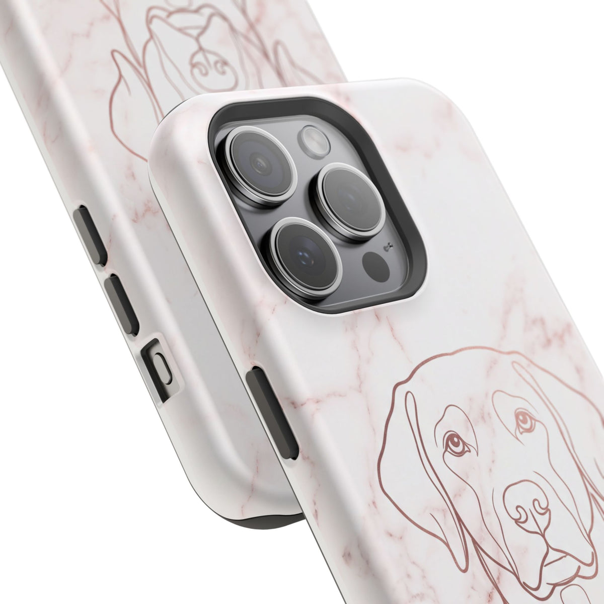 Personalized Rose Gold Marble Labrador Phone Case — Tough Magnetic Case with Wireless Charging