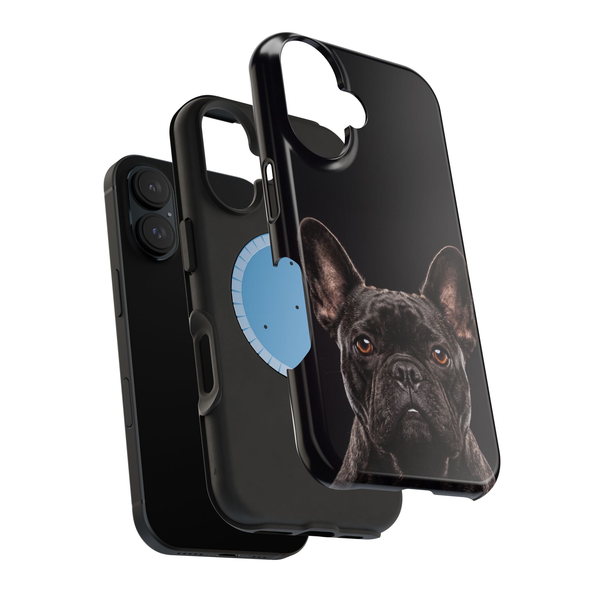 Black French Bulldog Phone Case — Impact-Resistant Wireless Charging Cover