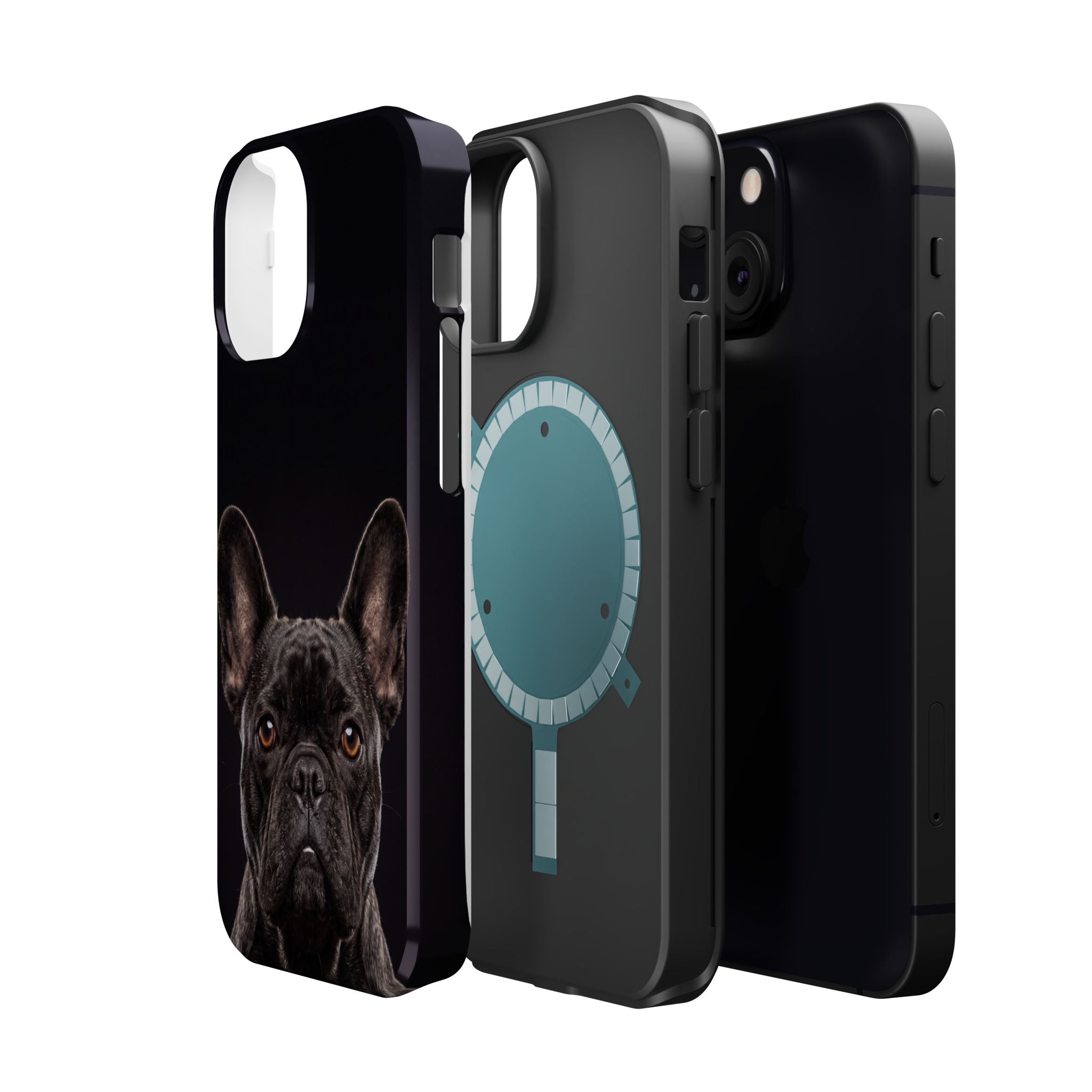 Black French Bulldog Phone Case — Impact-Resistant Wireless Charging Cover
