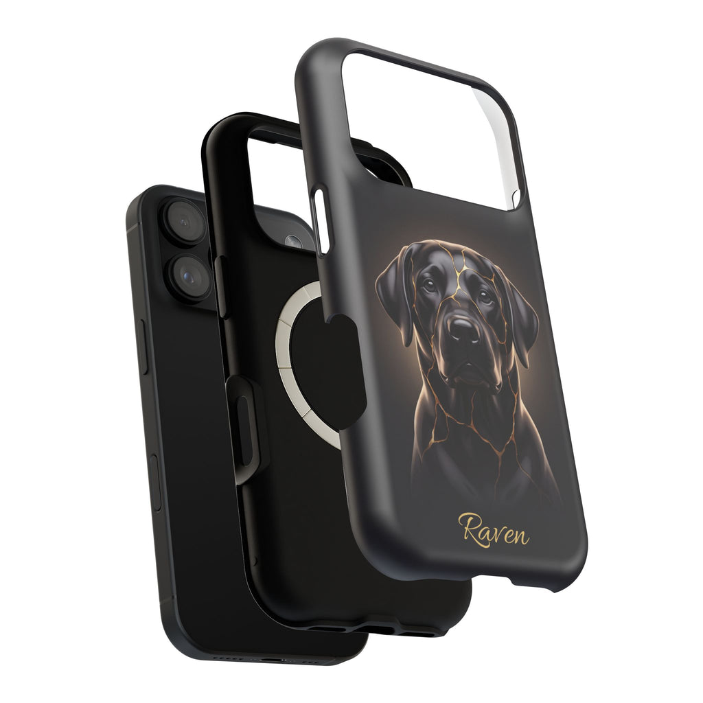 Personalized Obsidian Kintsugi Labrador Phone Case — Tough Magnetic Case with Wireless Charging