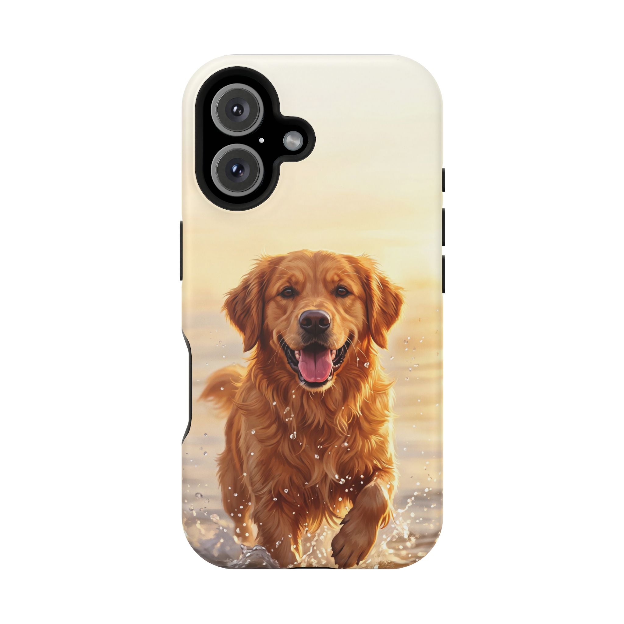 Beach Golden Retriever Phone Case — Impact-Resistant Wireless Charging Cover