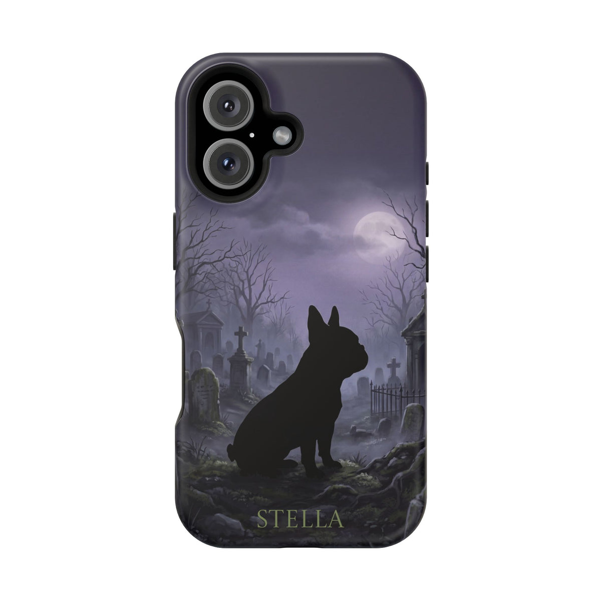 Personalized French Bulldog Moonlit Graveyard Phone Case — Wireless Charging Cover