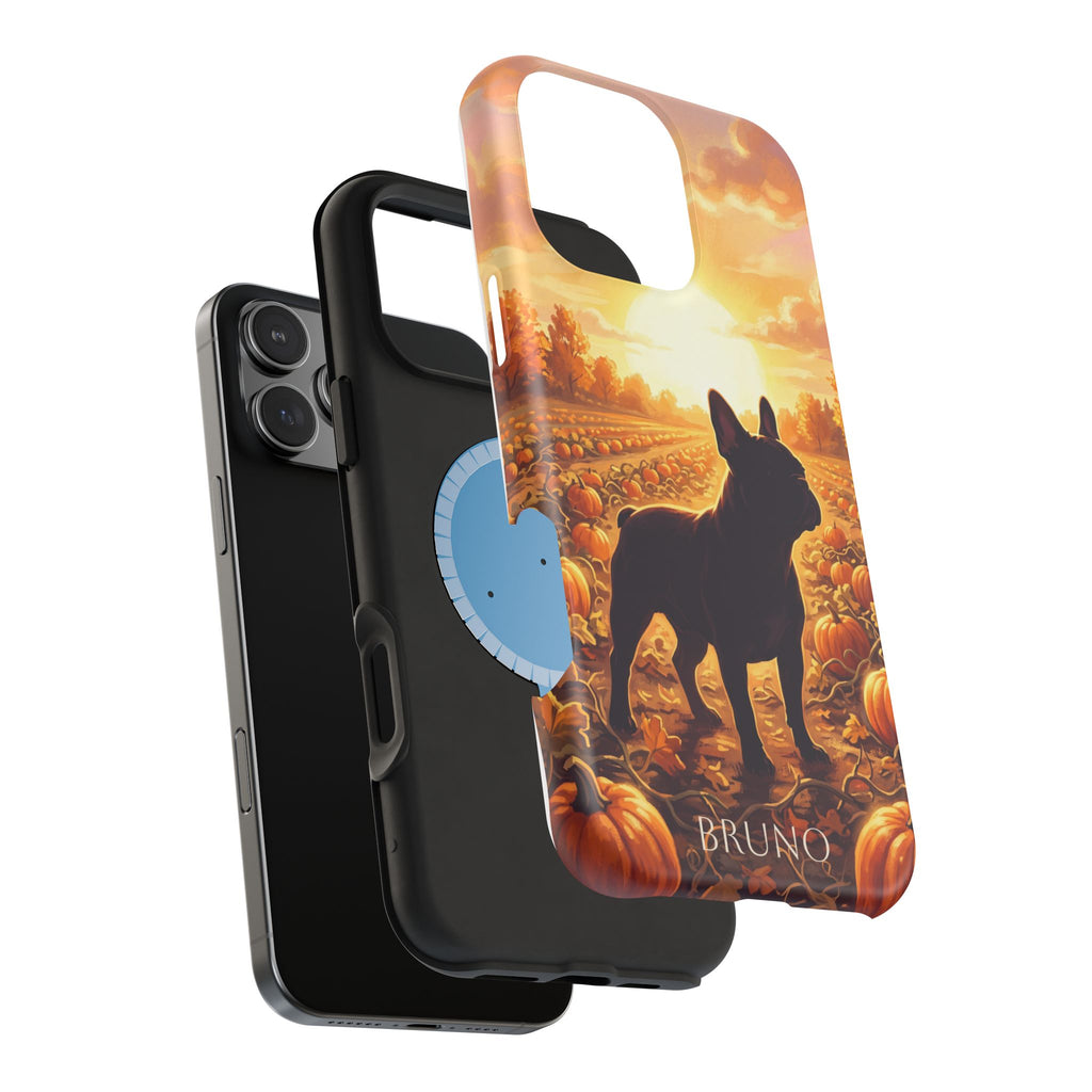 Personalized French Bulldog Pumpkin Patch Phone Case — Wireless Charging Cover