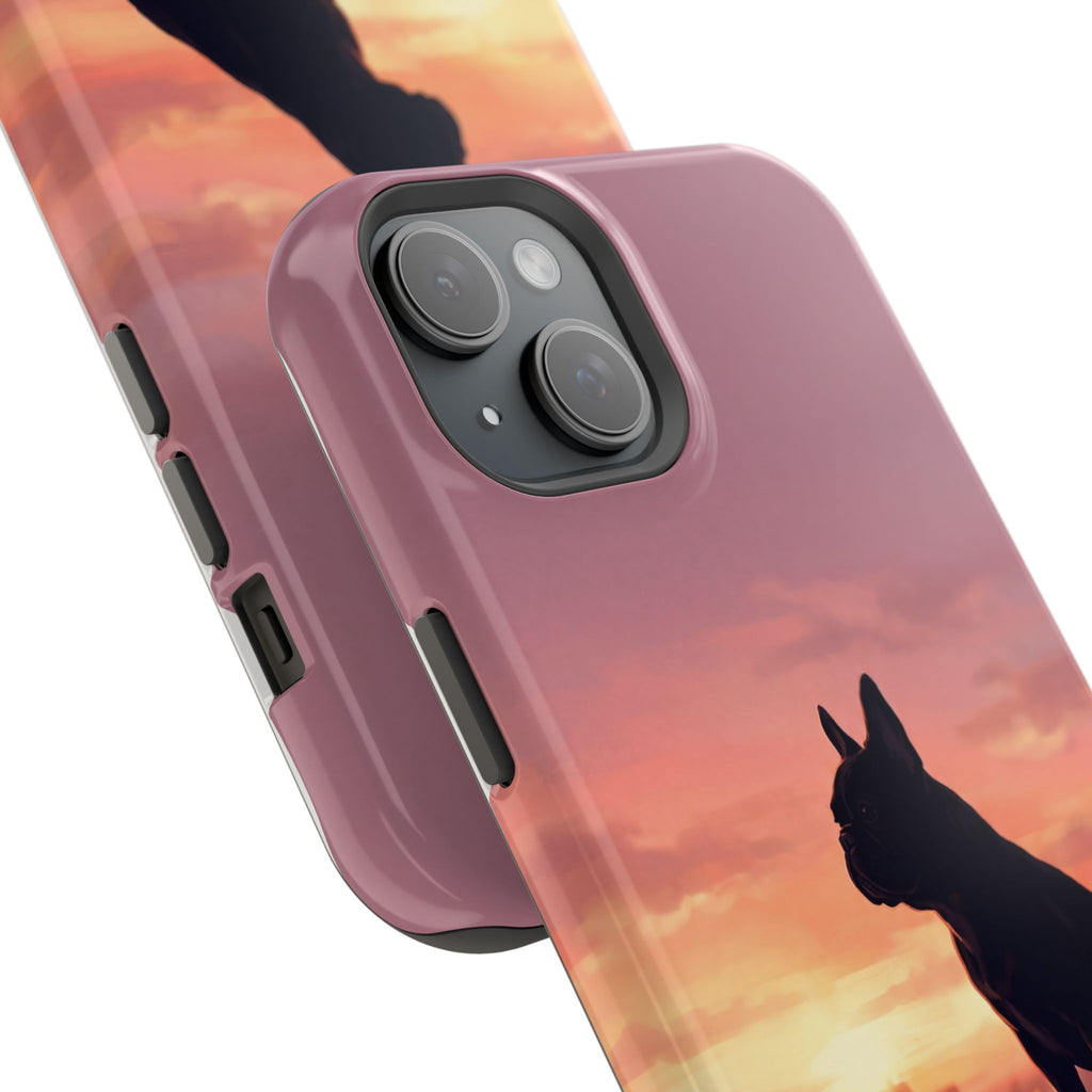 Personalized French Bulldog City Skyline Sunset Phone Case — Wireless Charging Cover