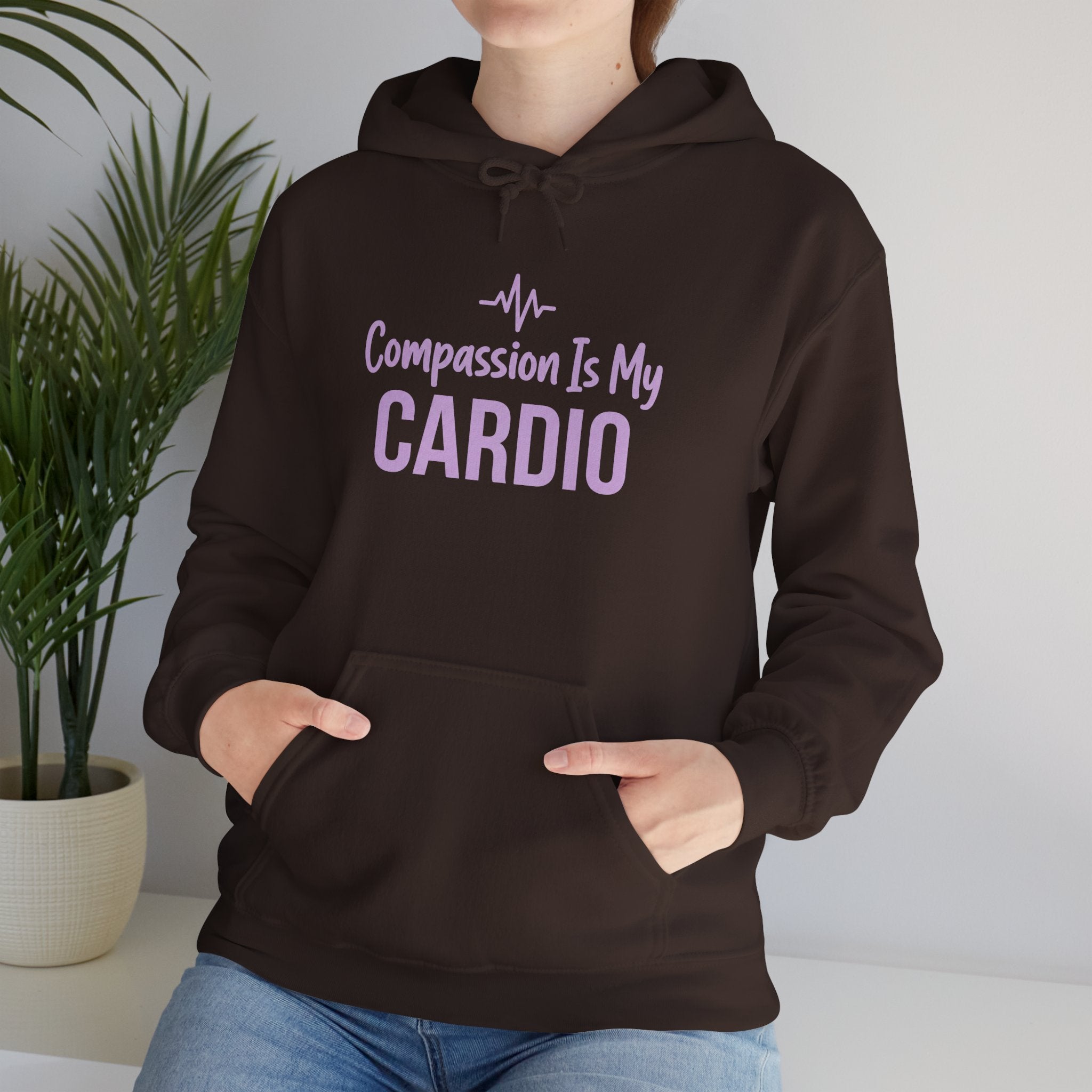 Compassion Is My Cardio Hoodie — Nurse/Healthcare Worker Graphic Pullover