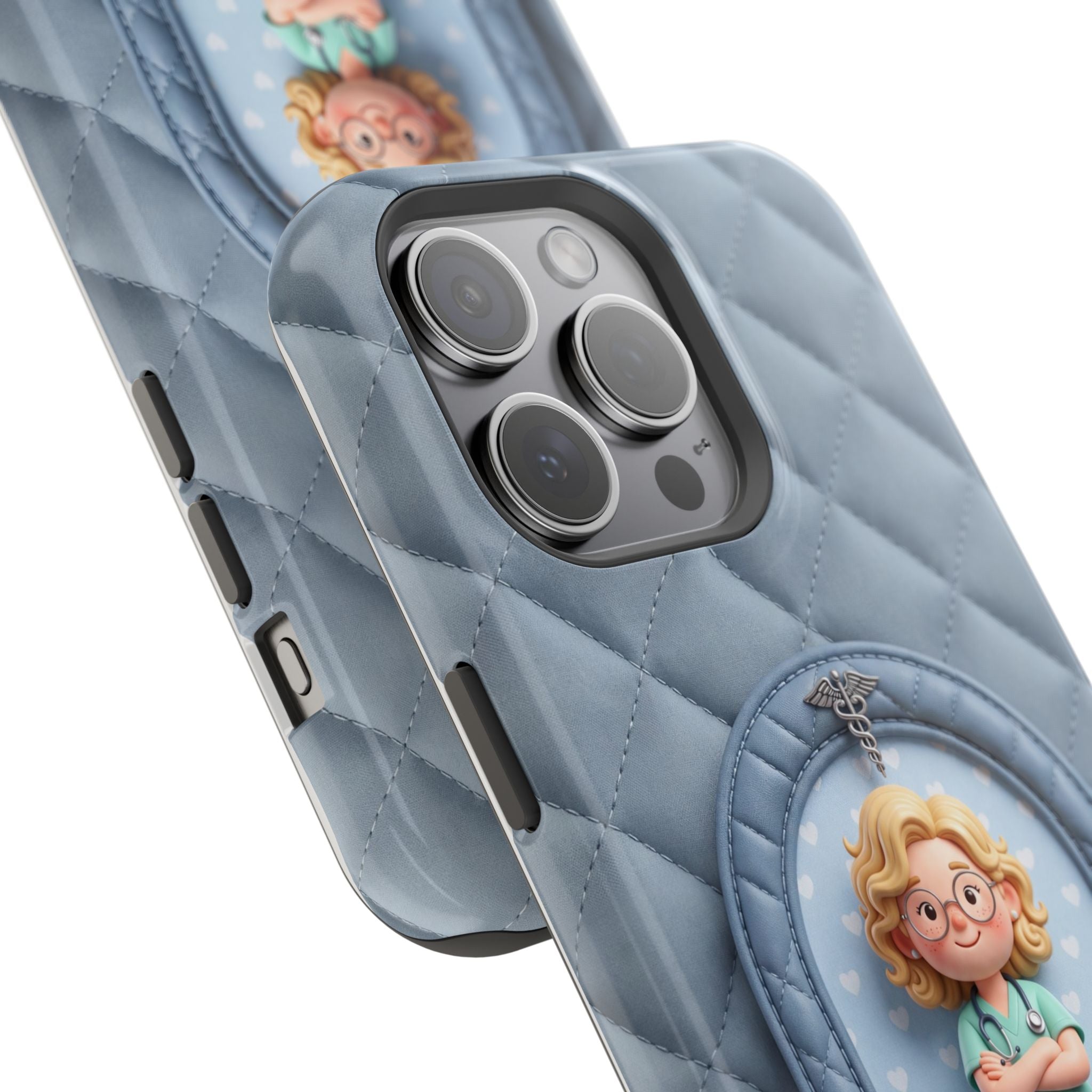 Personalized Quilted Nurse Phone Case — Wireless Charging Cover