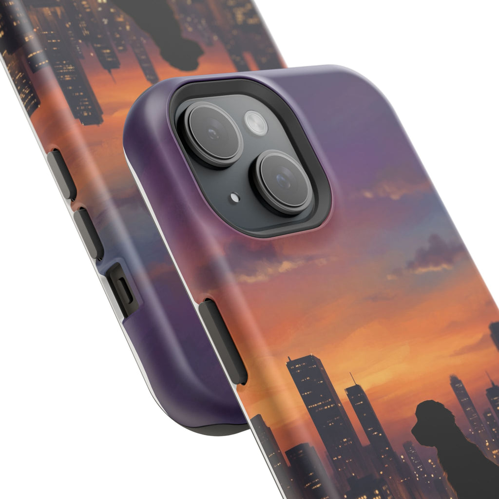 Personalized Golden Retriever City Skyline Phone Case — Wireless Charging Cover