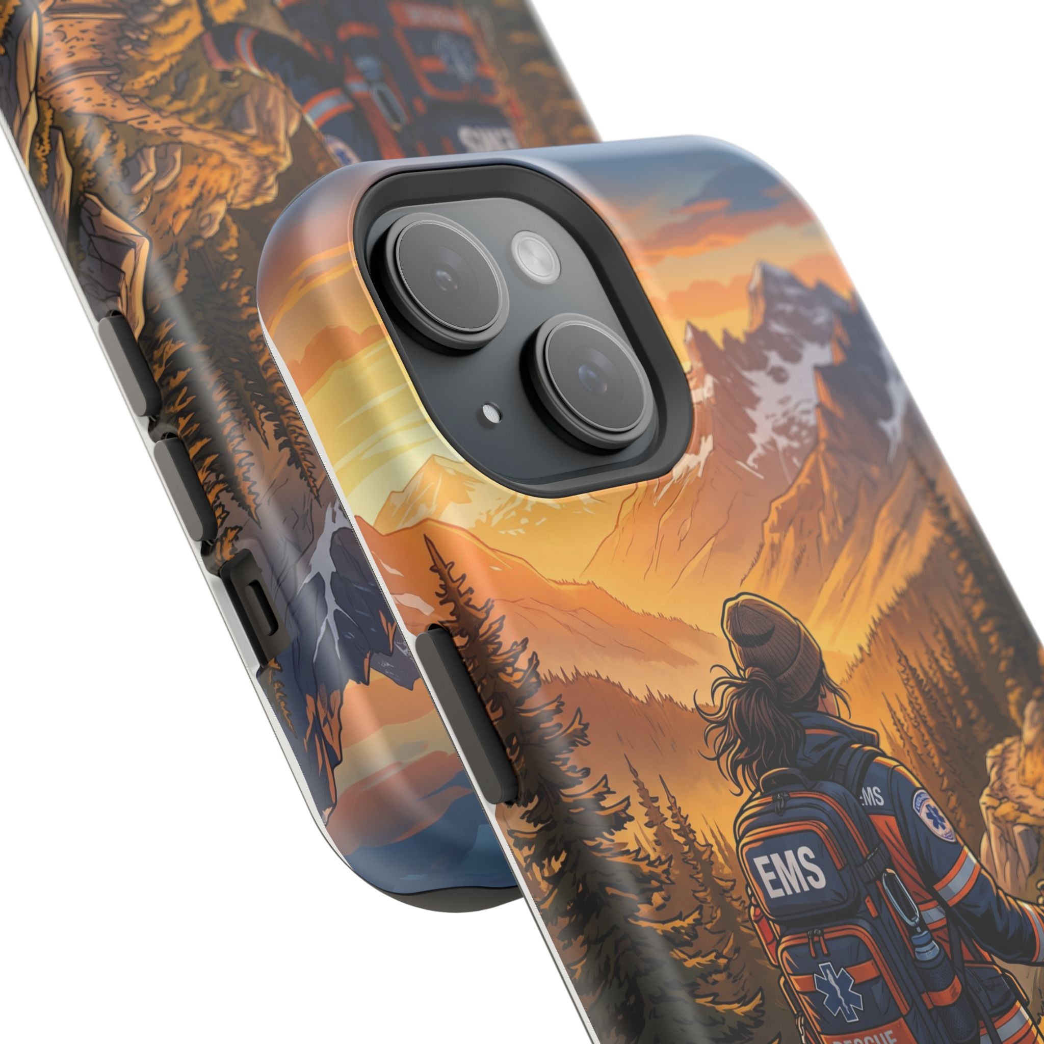 Paramedic/EMT Mountain Phone Case — Magnetic Wireless Charging Cover