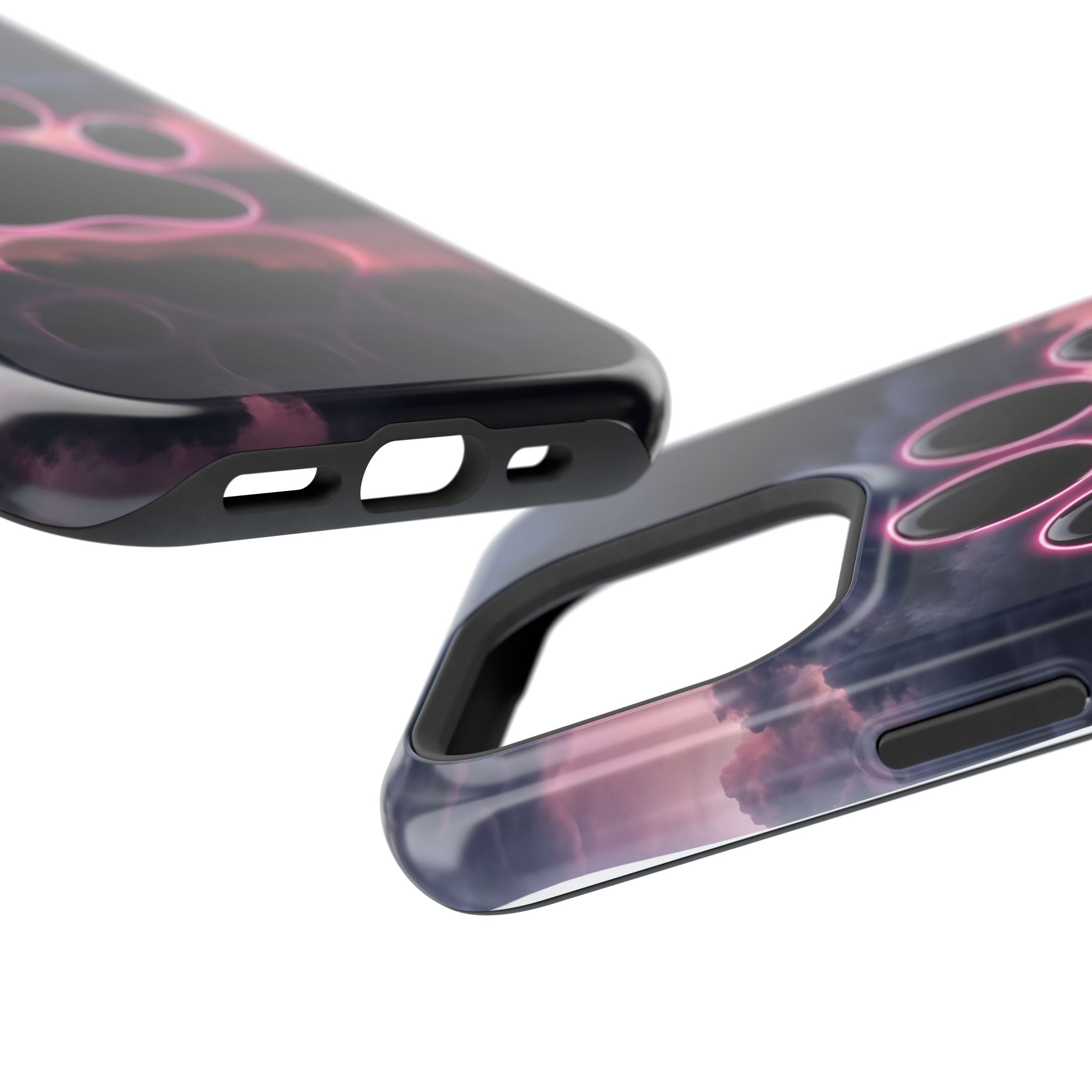 Neon Paw Print Phone Case — Impact-Resistant Wireless Charging Cover