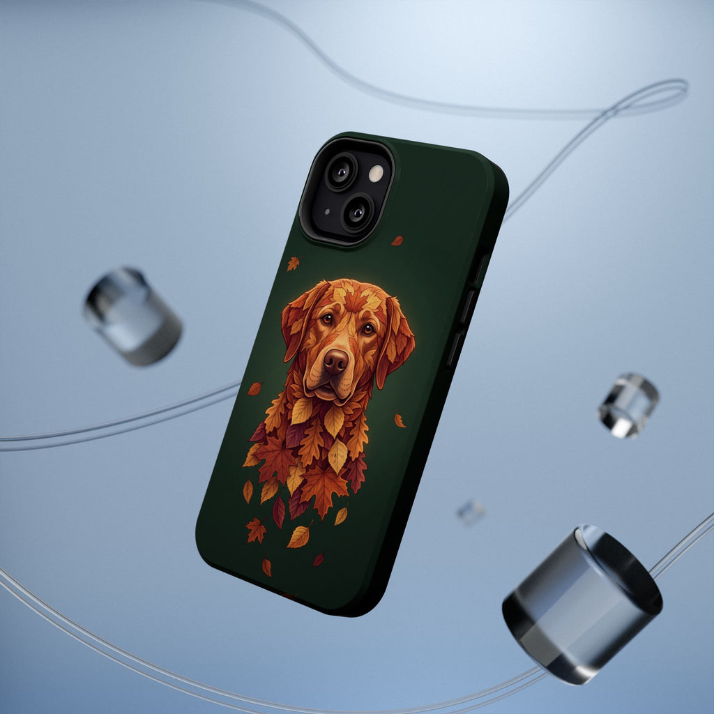 Autumn Leaves Labrador Phone Case — Tough Magnetic Case with Wireless Charging