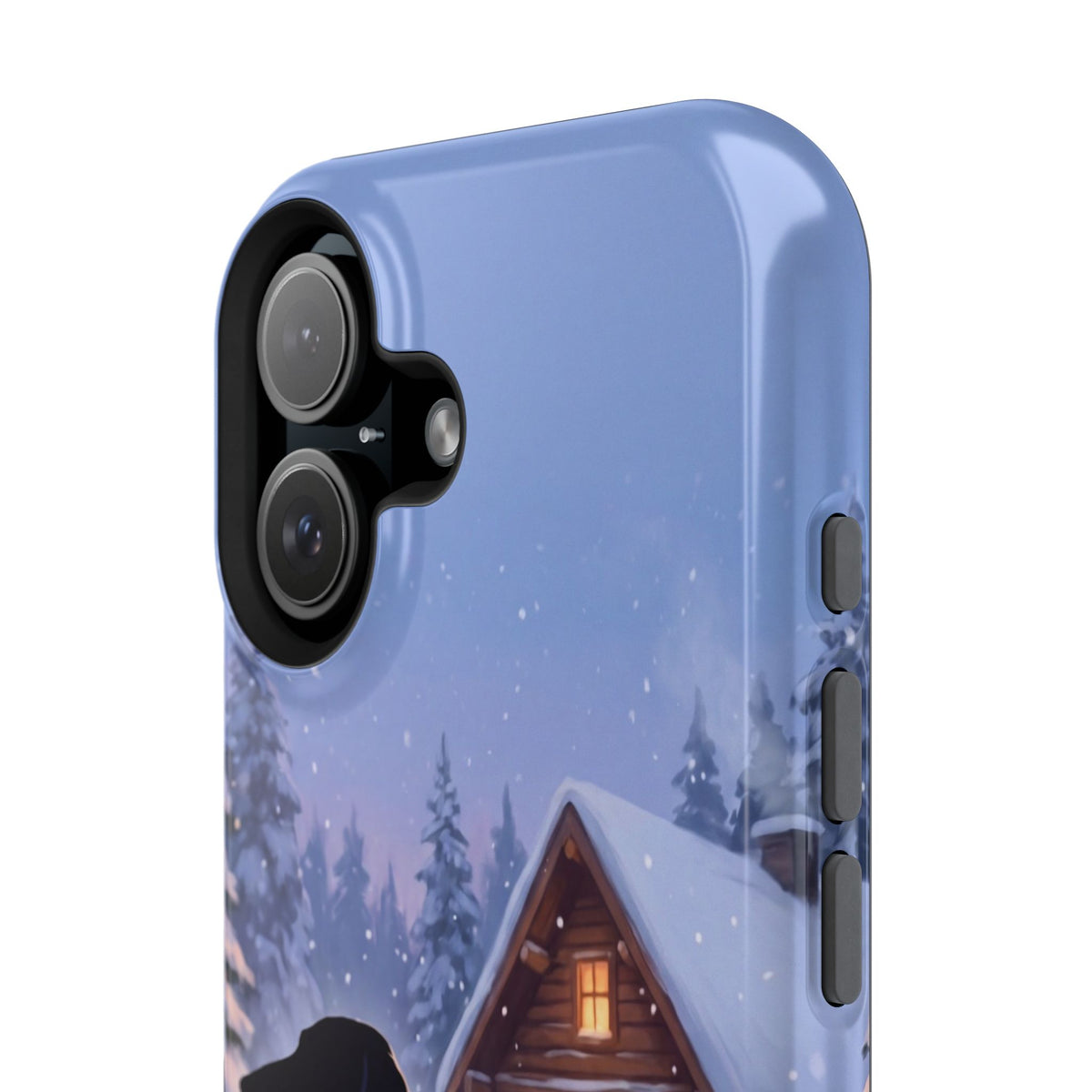 Personalized Dachshund Winter Cabin Phone Case — Wireless Charging Cover