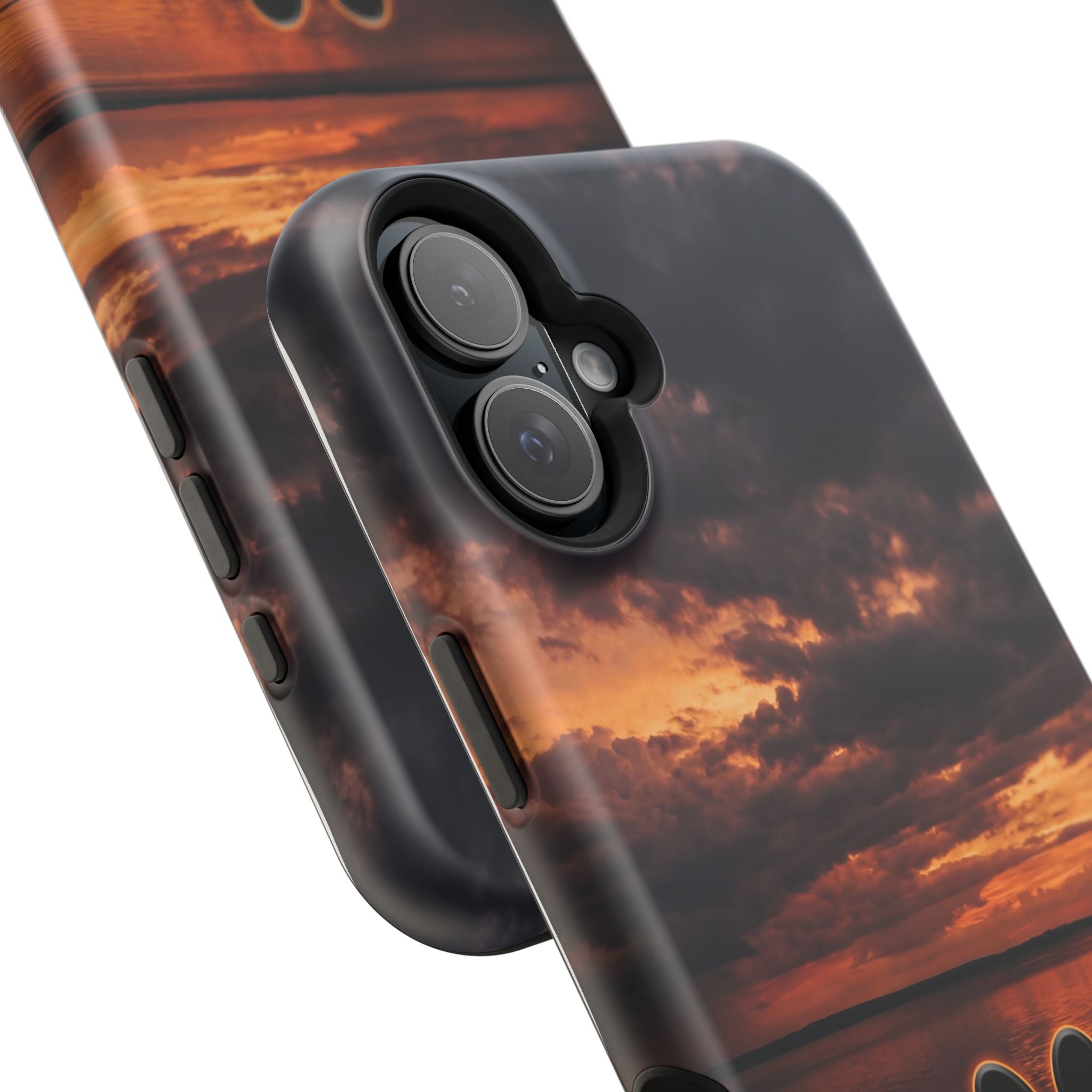 Sunset Paw Print Phone Case — Impact-Resistant Wireless Charging Cover