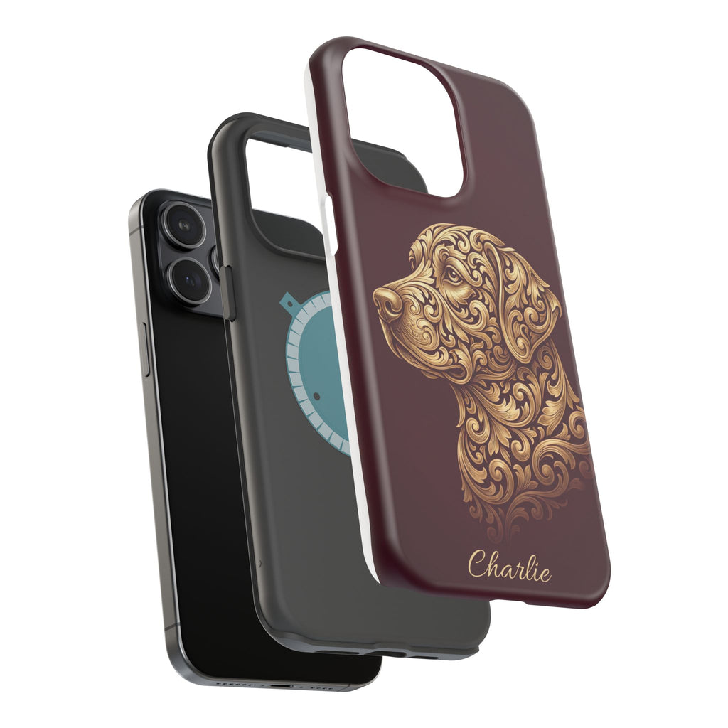 Personalized Gold Filigree Labrador Phone Case — Tough Magnetic Case with Wireless Charging