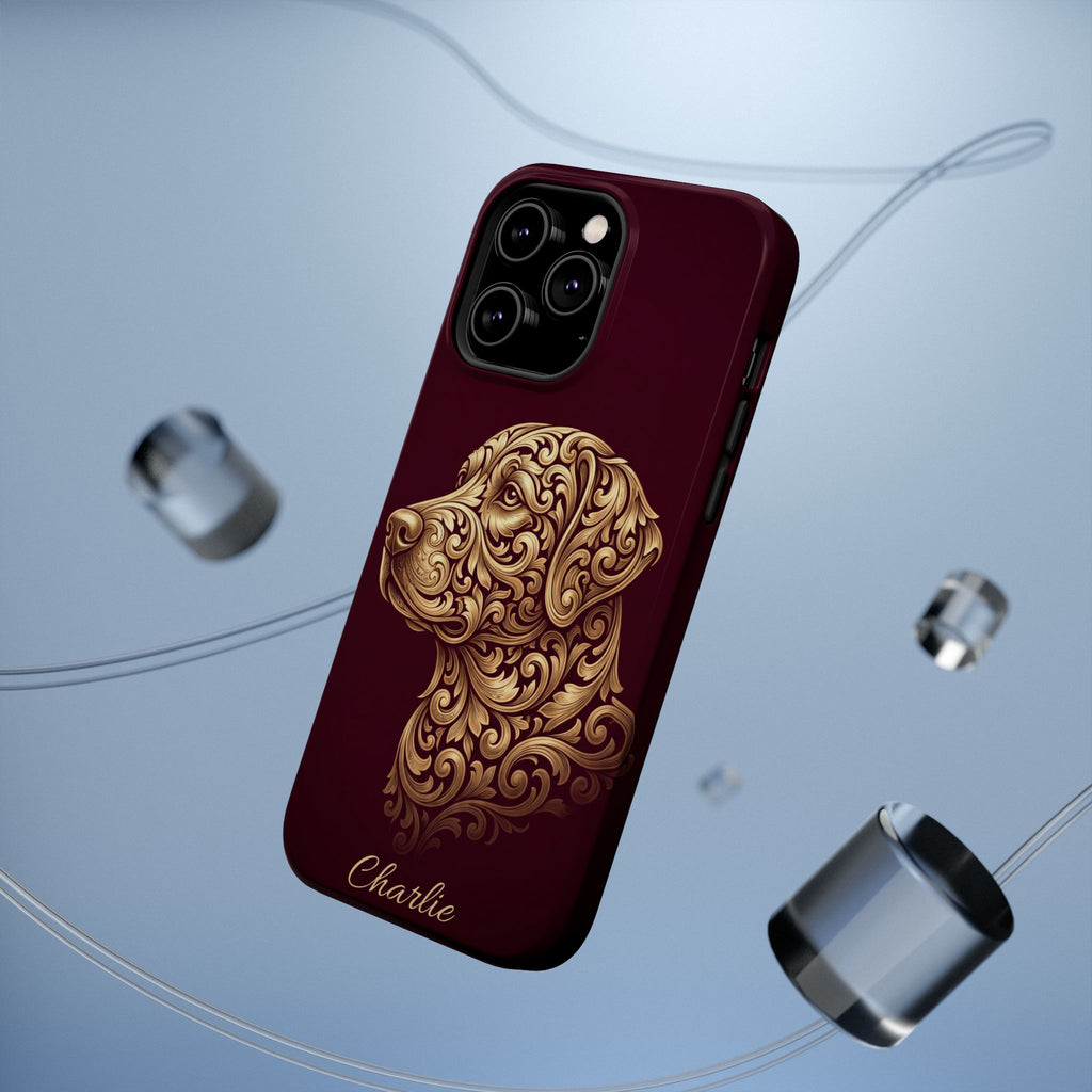 Personalized Gold Filigree Labrador Phone Case — Tough Magnetic Case with Wireless Charging