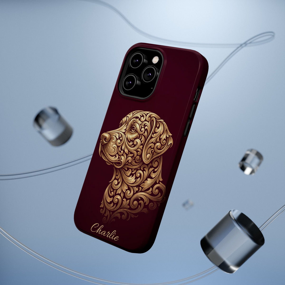Personalized Gold Filigree Labrador Phone Case — Tough Magnetic Case with Wireless Charging