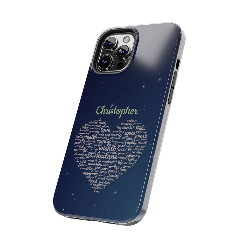 Personalized Teacher Heart Word Cloud Phone Case — Custom Name Starry Design