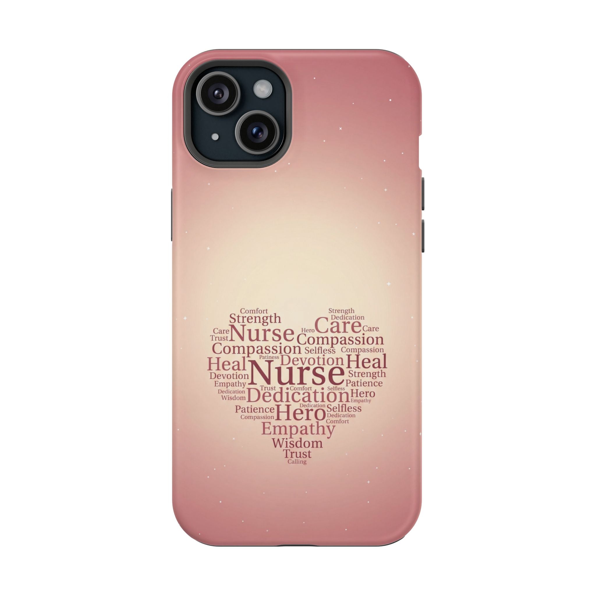 Nurse Heart Word Art Phone Case — Impact-Resistant Wireless Charging Cover