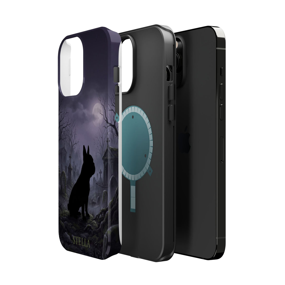 Personalized French Bulldog Moonlit Graveyard Phone Case — Wireless Charging Cover