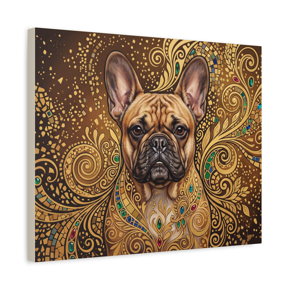 French Bulldog Canvas | Gilded Gold Swirl Wall Art