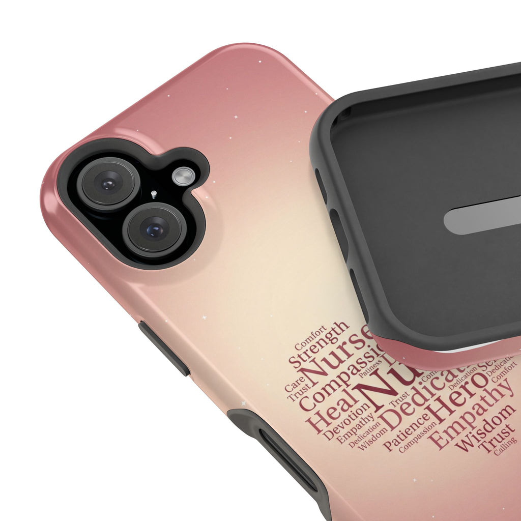 Nurse Heart Word Art Phone Case — Impact-Resistant Wireless Charging Cover