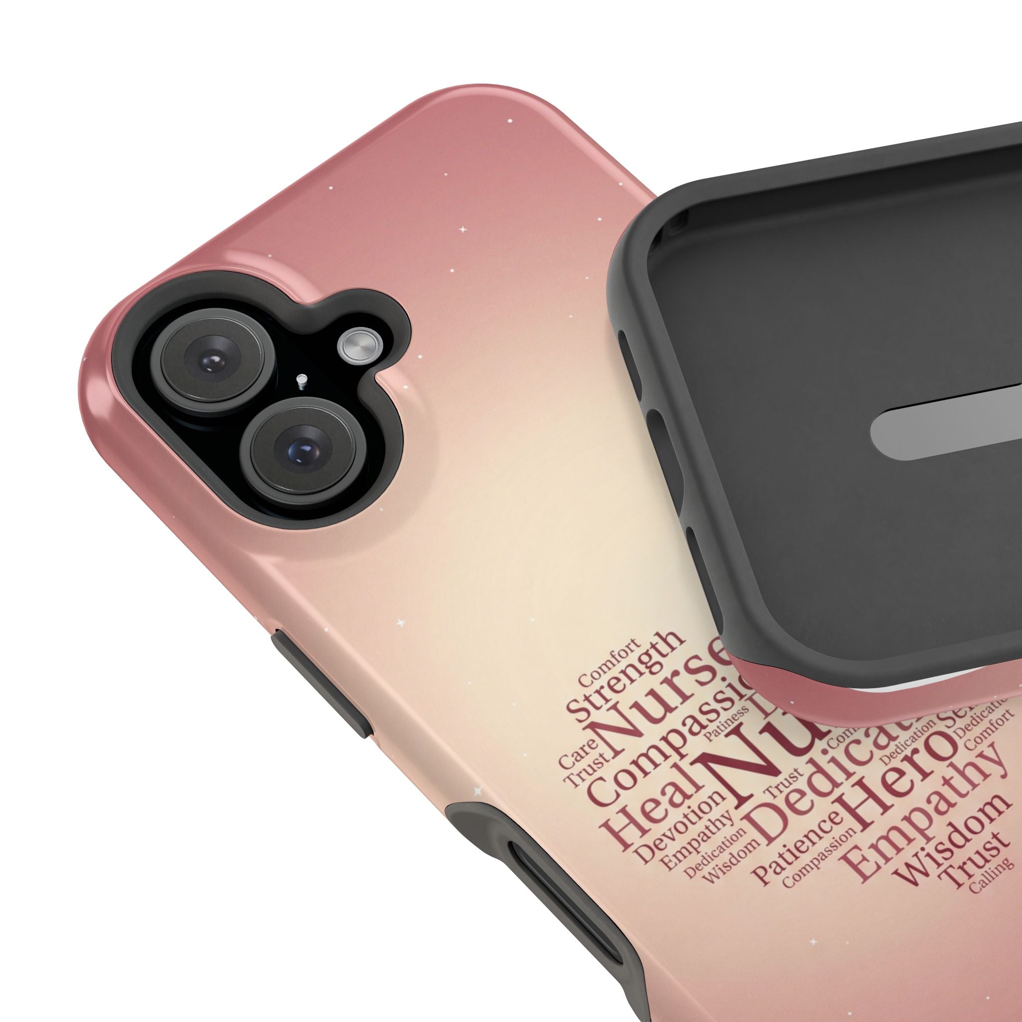Nurse Heart Word Art Phone Case — Impact-Resistant Wireless Charging Cover