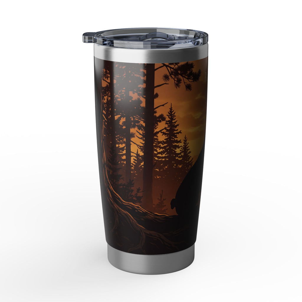 Frenchie Stainless Tumbler — 20 oz Personalized Travel Mug with Forest Sunset Silhouette Design