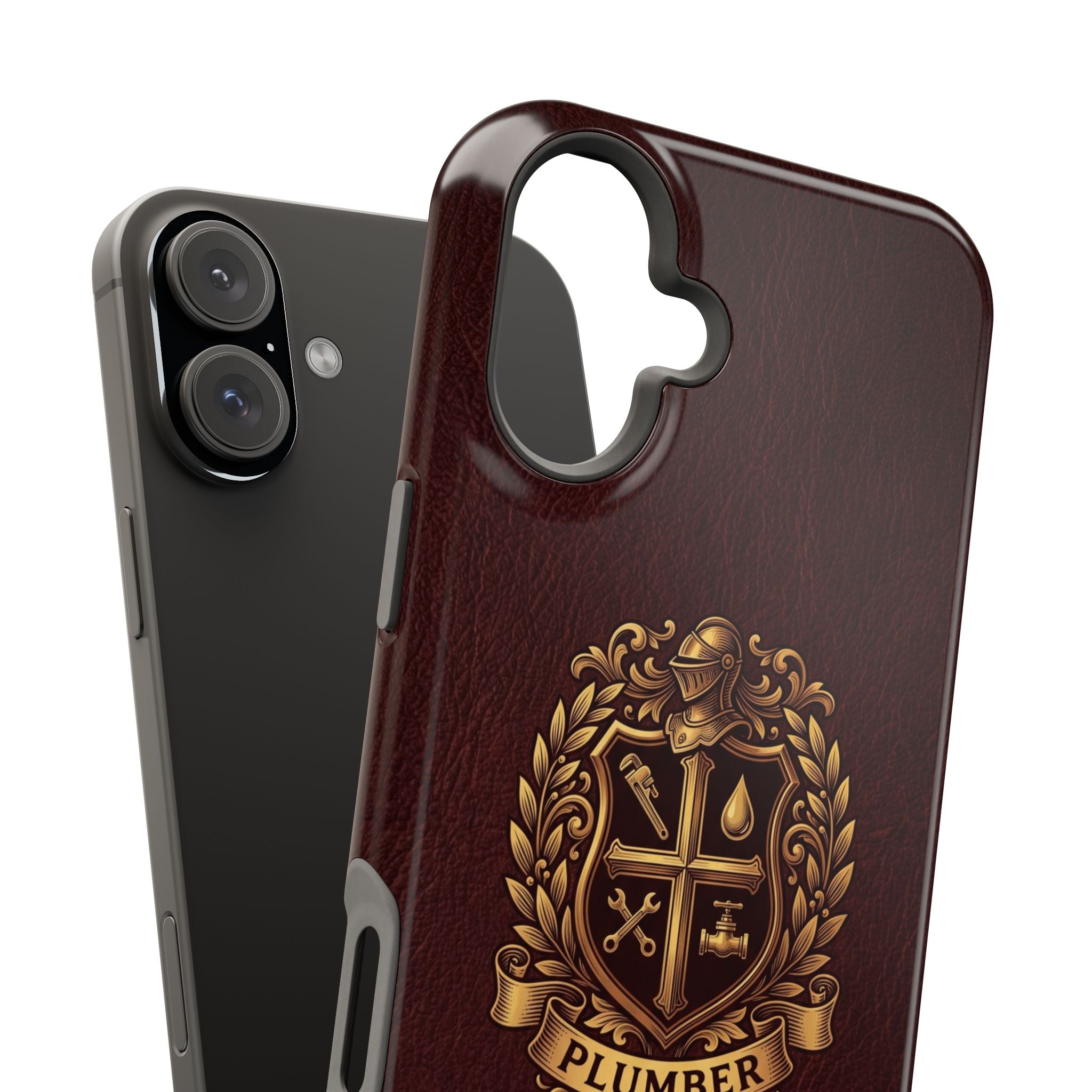 Plumber Crest Phone Case — Heraldic Shield Design Wireless Charging Cover