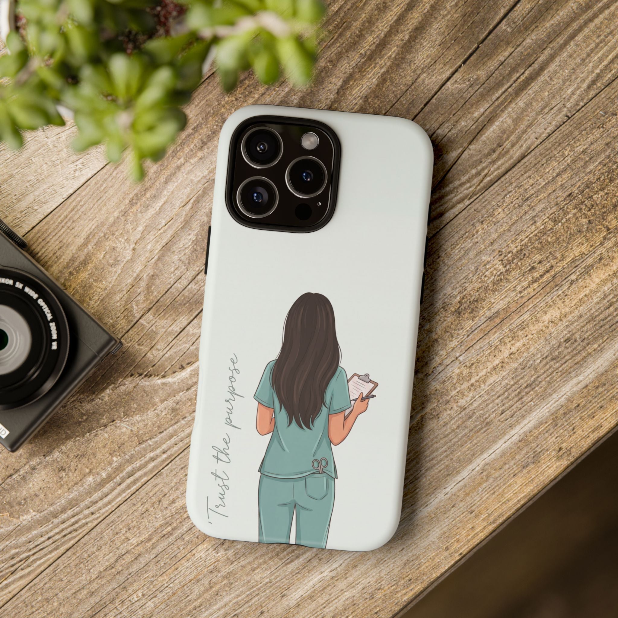 "Trust the Purpose" Nurse Phone Case | Illustrated Nurse in Scrubs Design | iPhone & Samsung