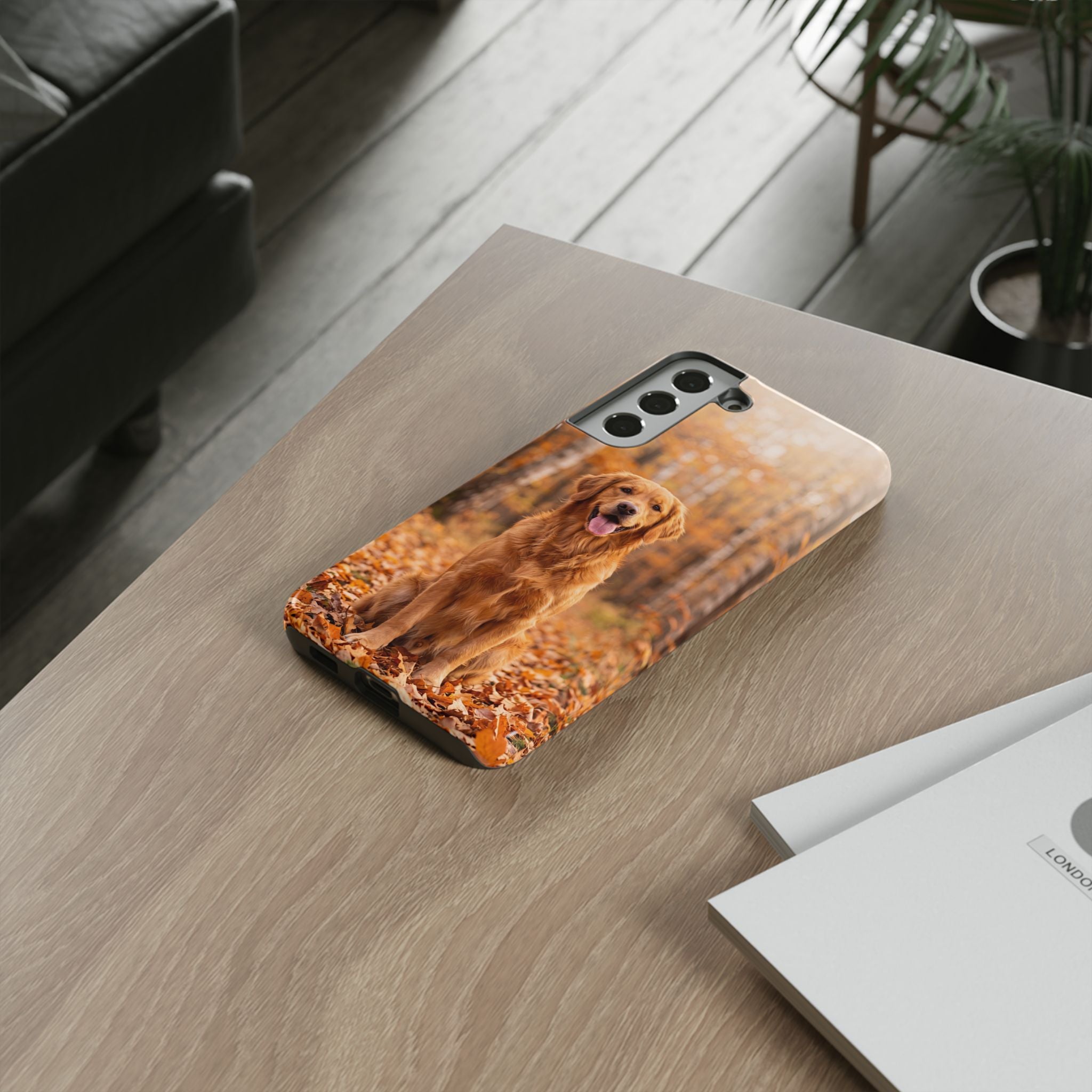 Golden Retriever Autumn Forest Phone Case | Happy Dog in Fall Foliage | Samsung & iPhone