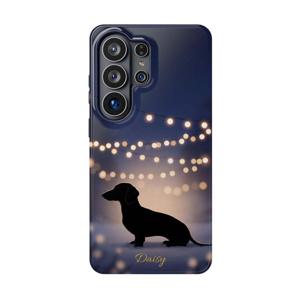 Personalized Dachshund Fairy Lights Phone Case — Wireless Charging Cover