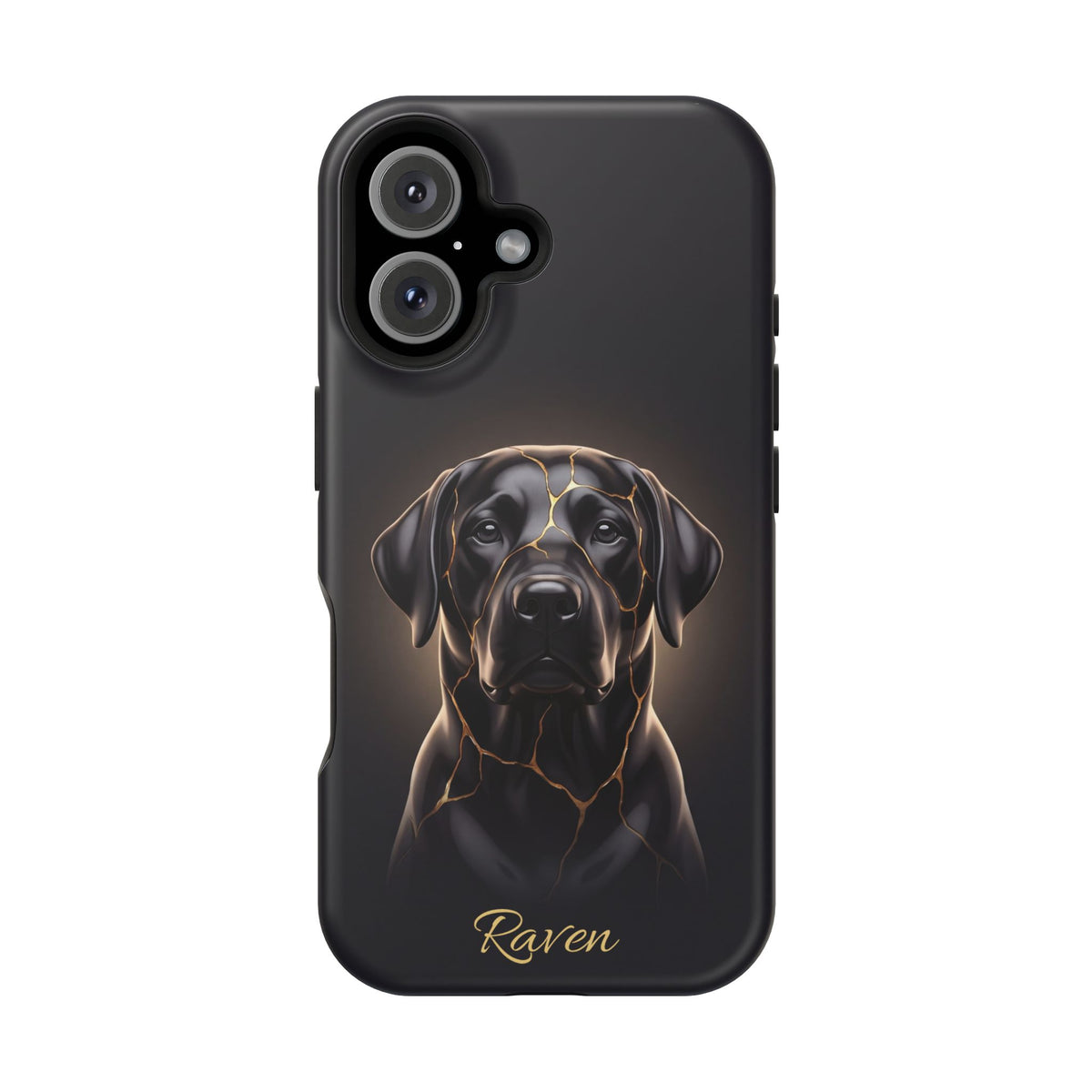 Personalized Obsidian Kintsugi Labrador Phone Case — Tough Magnetic Case with Wireless Charging